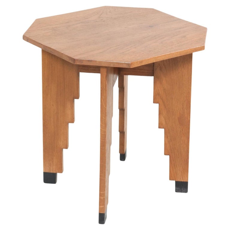 Oak Art Deco Amsterdamse School Side Table at 1stDibs