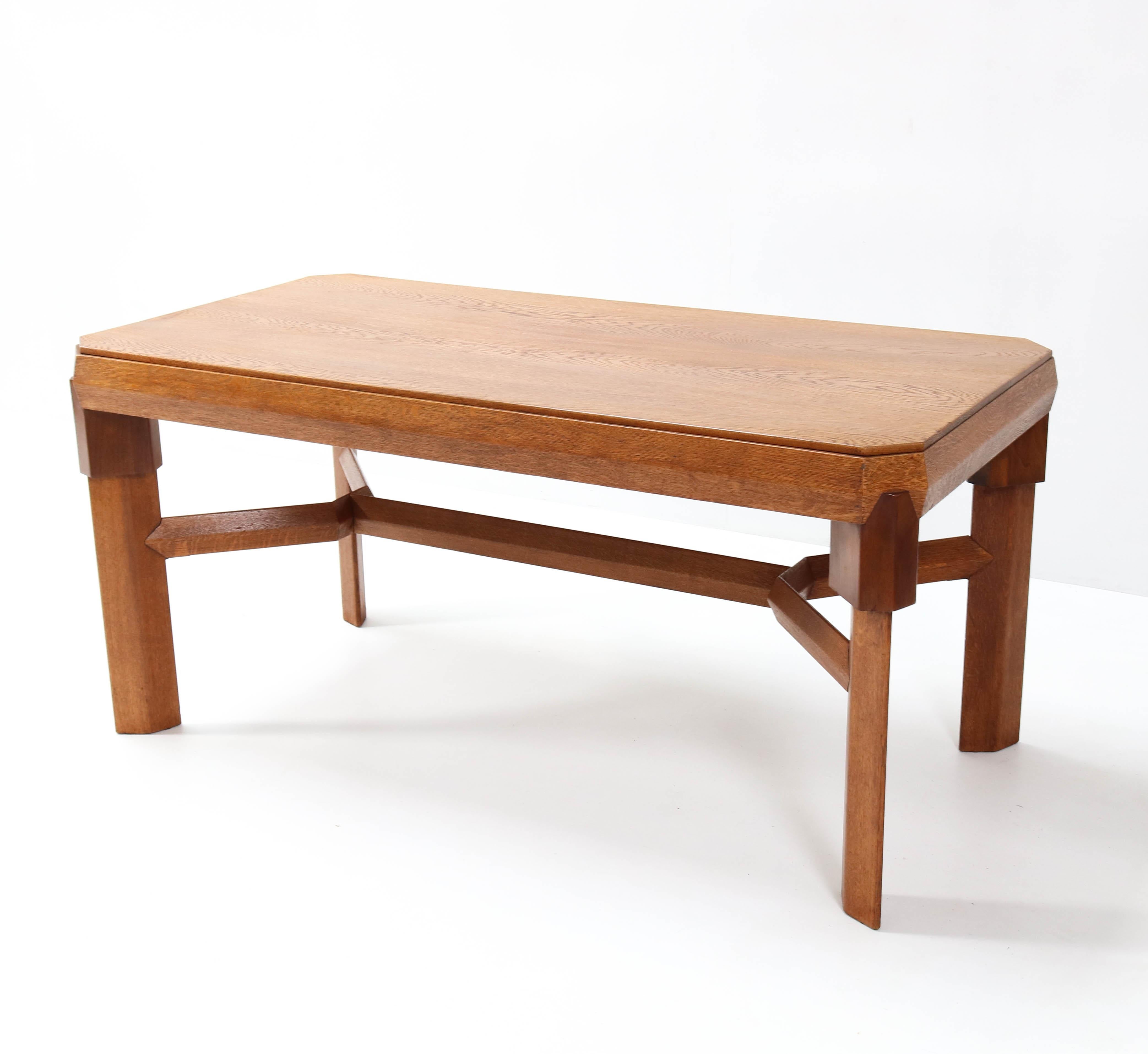 Dutch Oak Art Deco Amsterdamse School Table or Writing Table by Willem Retera Wzn