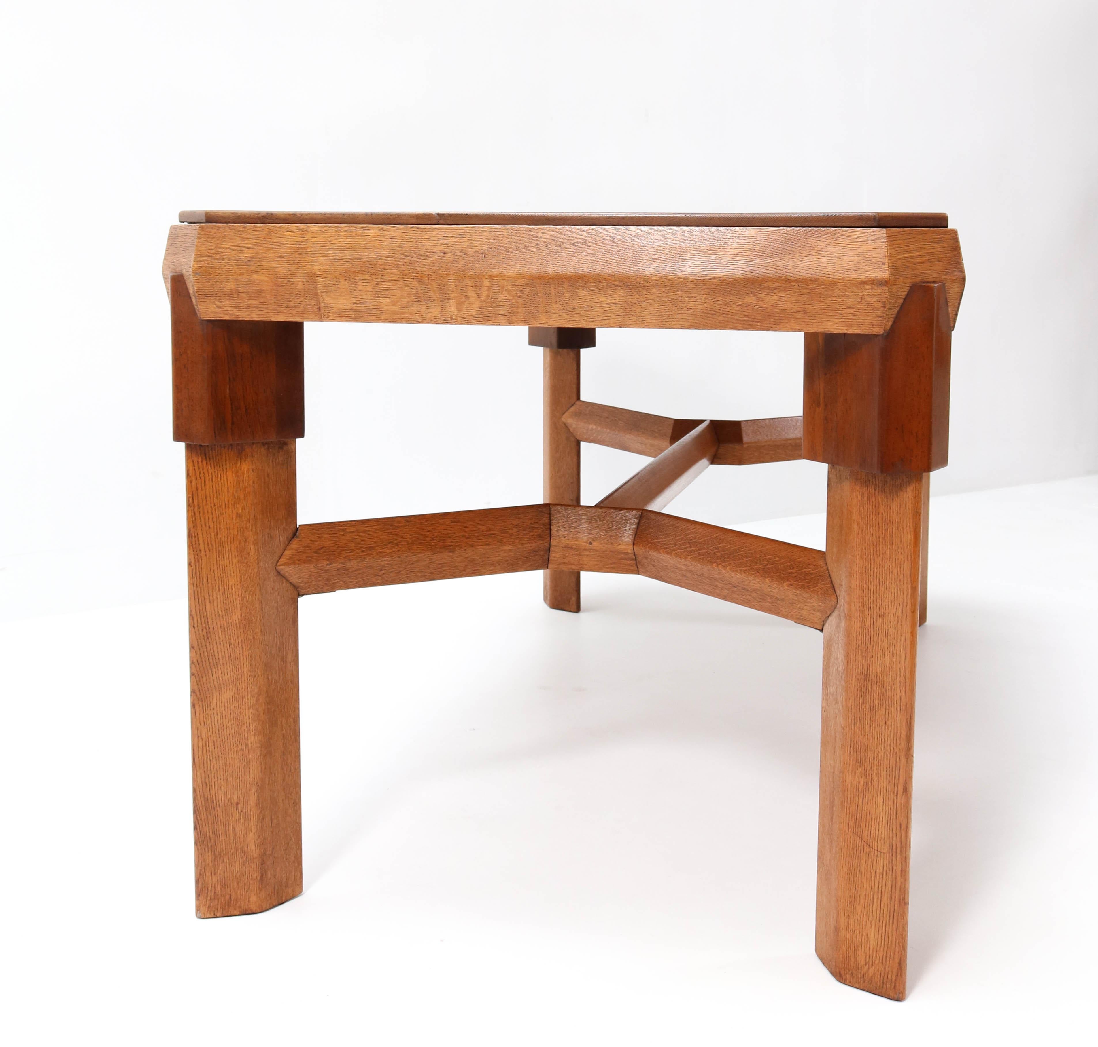 Oak Art Deco Amsterdamse School Table or Writing Table by Willem Retera Wzn 3