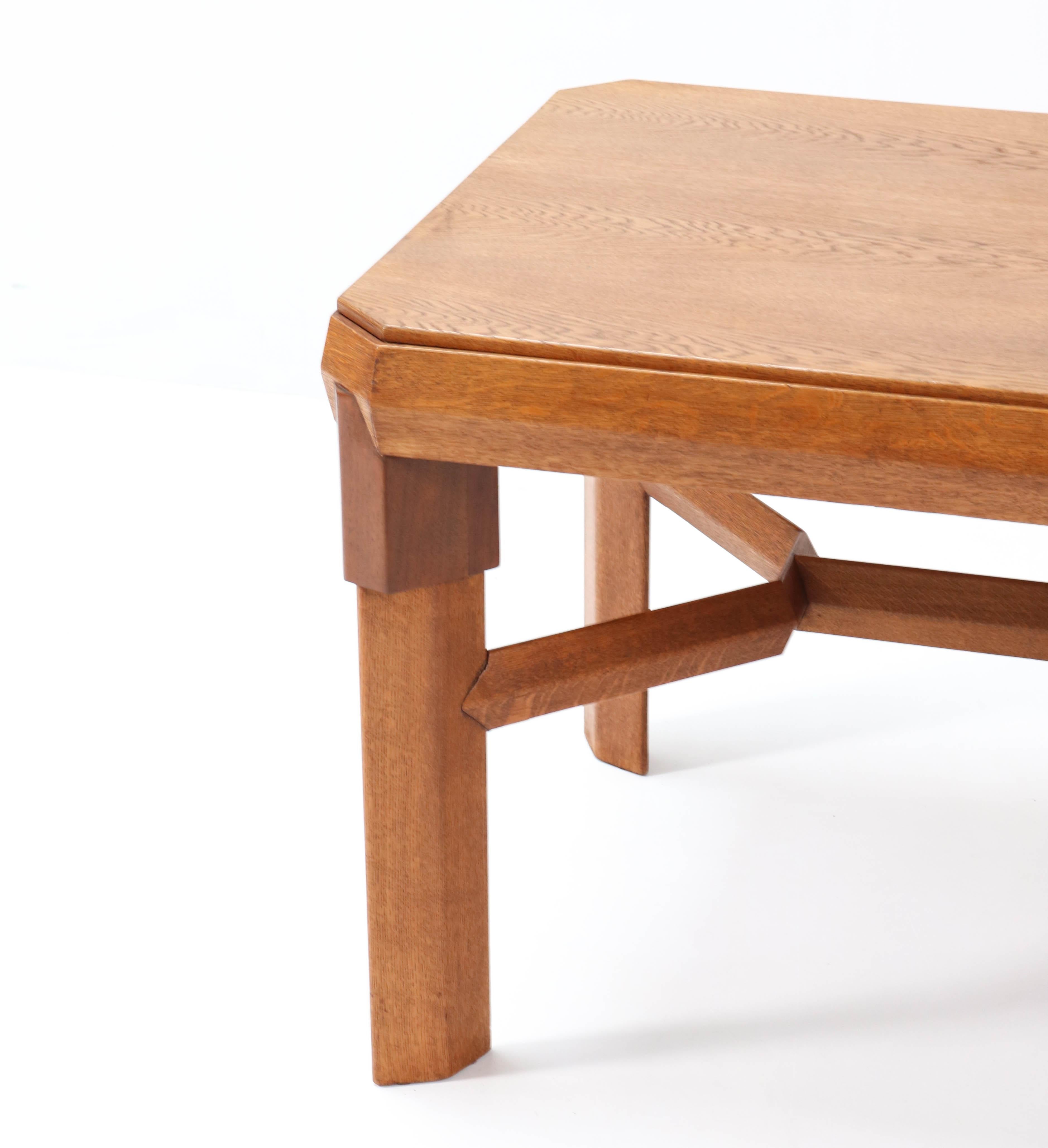 Oak Art Deco Amsterdamse School Table or Writing Table by Willem Retera Wzn 4