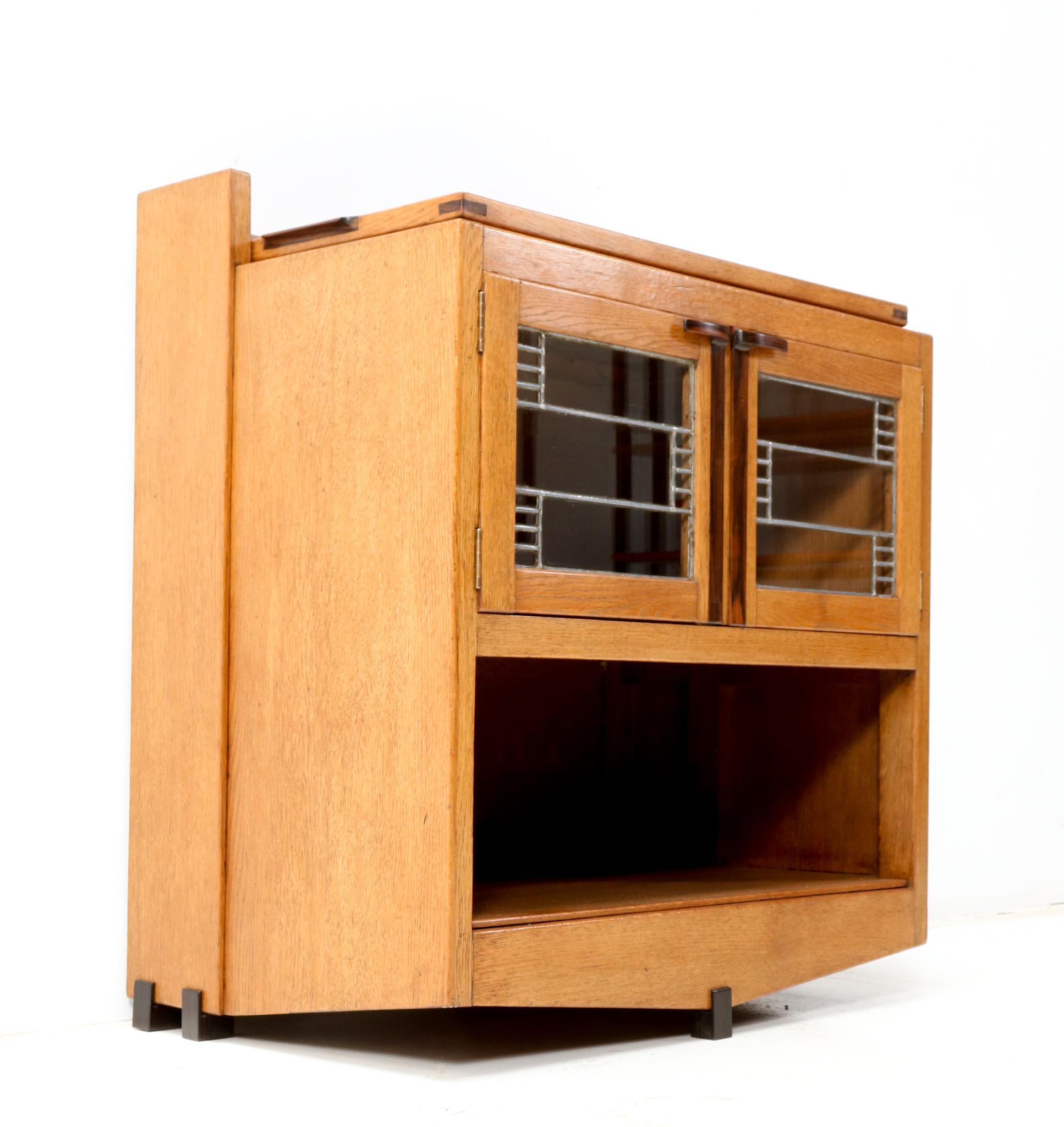 Oak Art Deco Amsterdamse School Tea Cabinet with Serving Tray by Anton ...