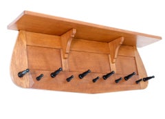 Oak Art Deco Amsterdamse School Wall Coat Rack, 1920s