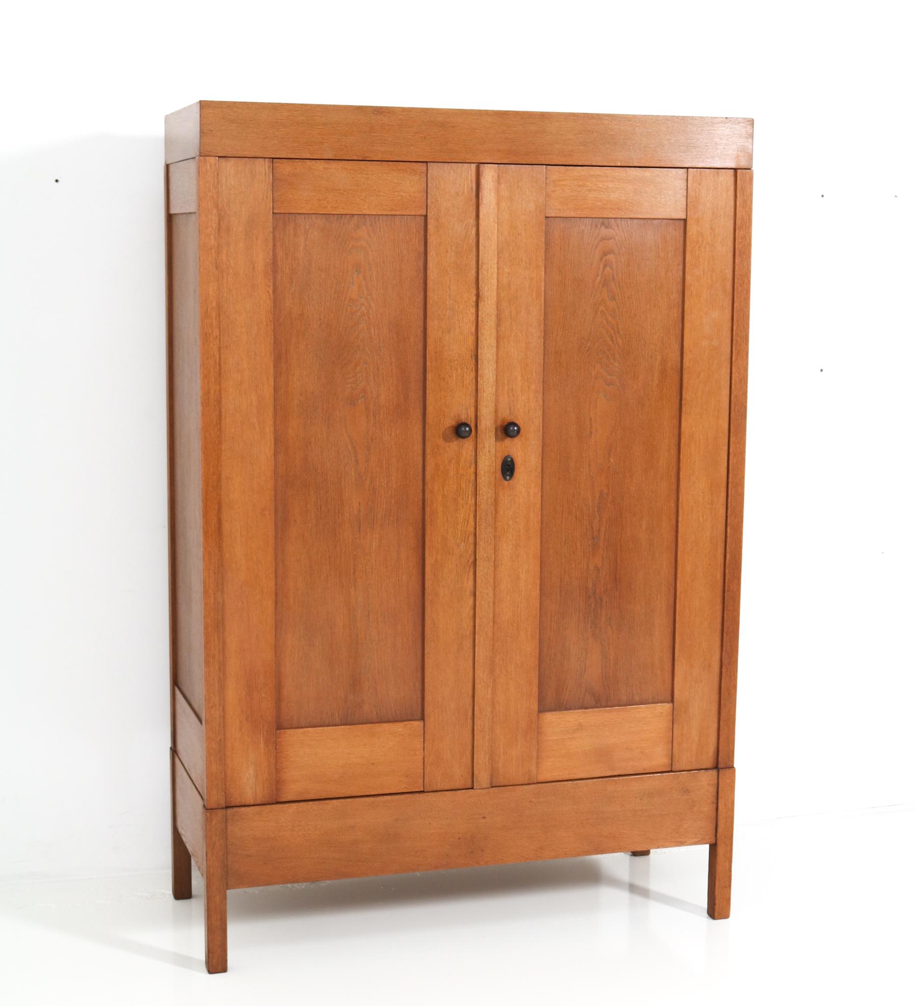 Dutch Oak Art Deco Armoire or Wardrobe by J.A. Muntendam for L.O.V. Oosterbeek, 1920s