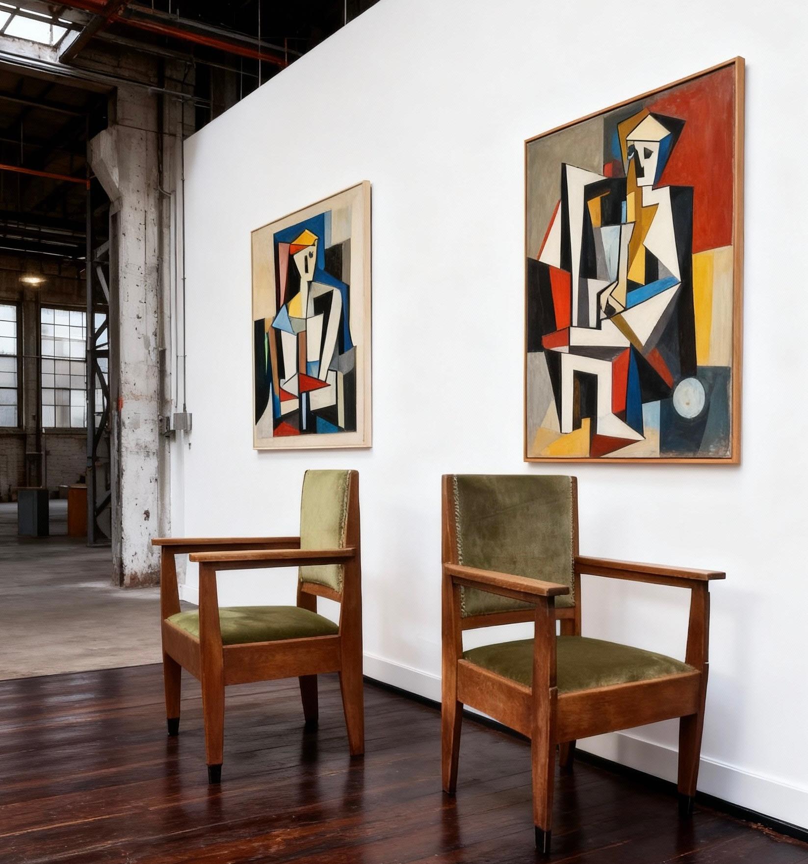 Eiche Art Deco zugeschrieben Amsterdam Schule Sessel 1920s (Moderne der Mitte des Jahrhunderts) im Angebot