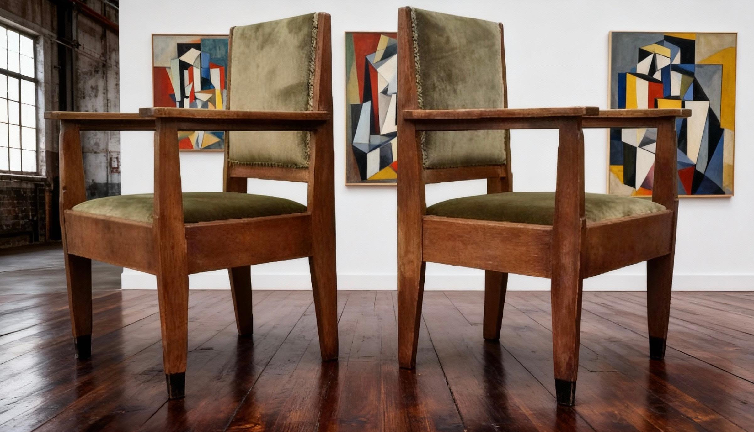 Eiche Art Deco zugeschrieben Amsterdam Schule Sessel 1920s (Niederländisch) im Angebot