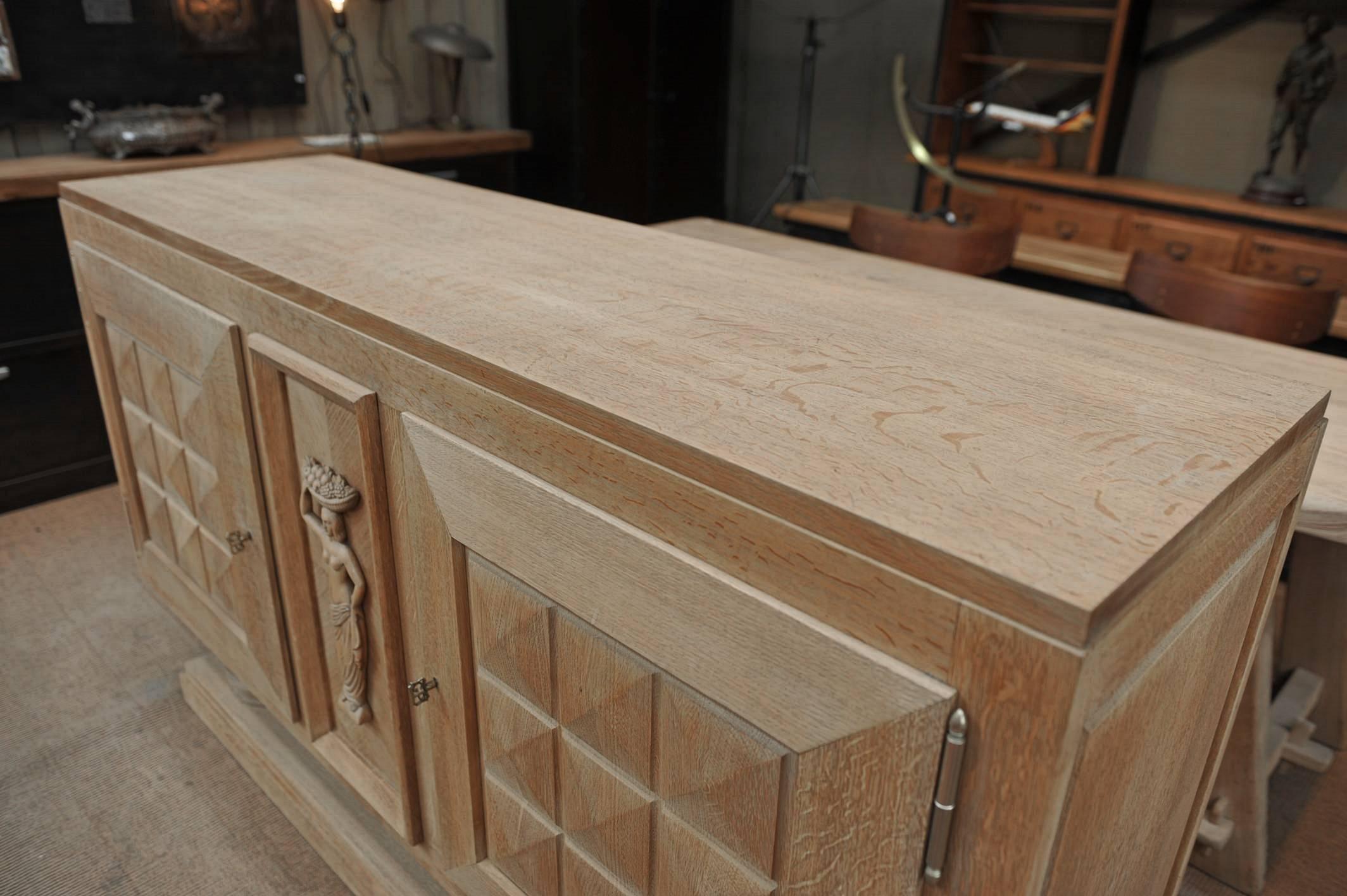 Oak Art Deco Credenza by Gaston Poisson 4