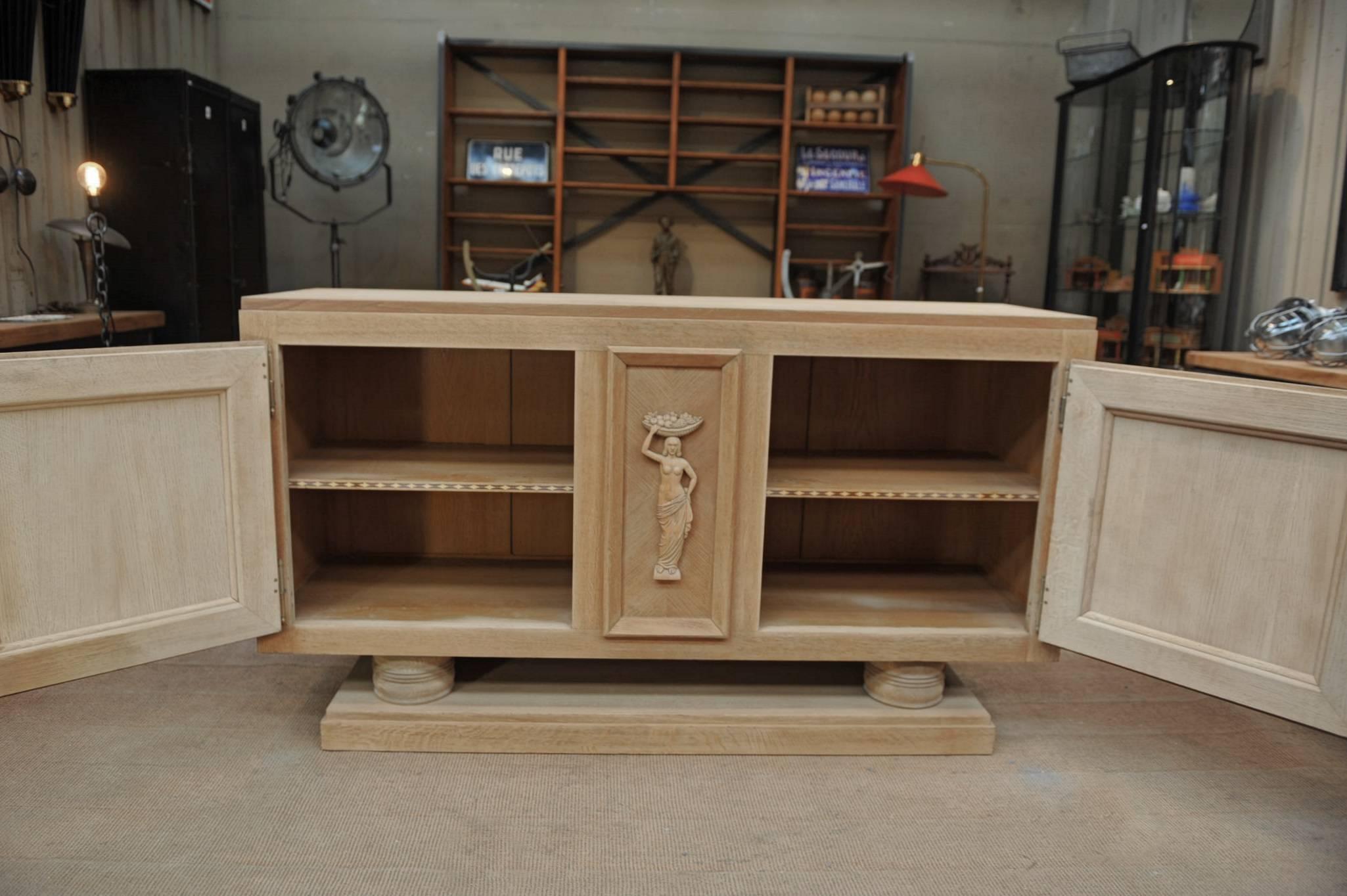 Oak Art Deco Credenza by Gaston Poisson 3