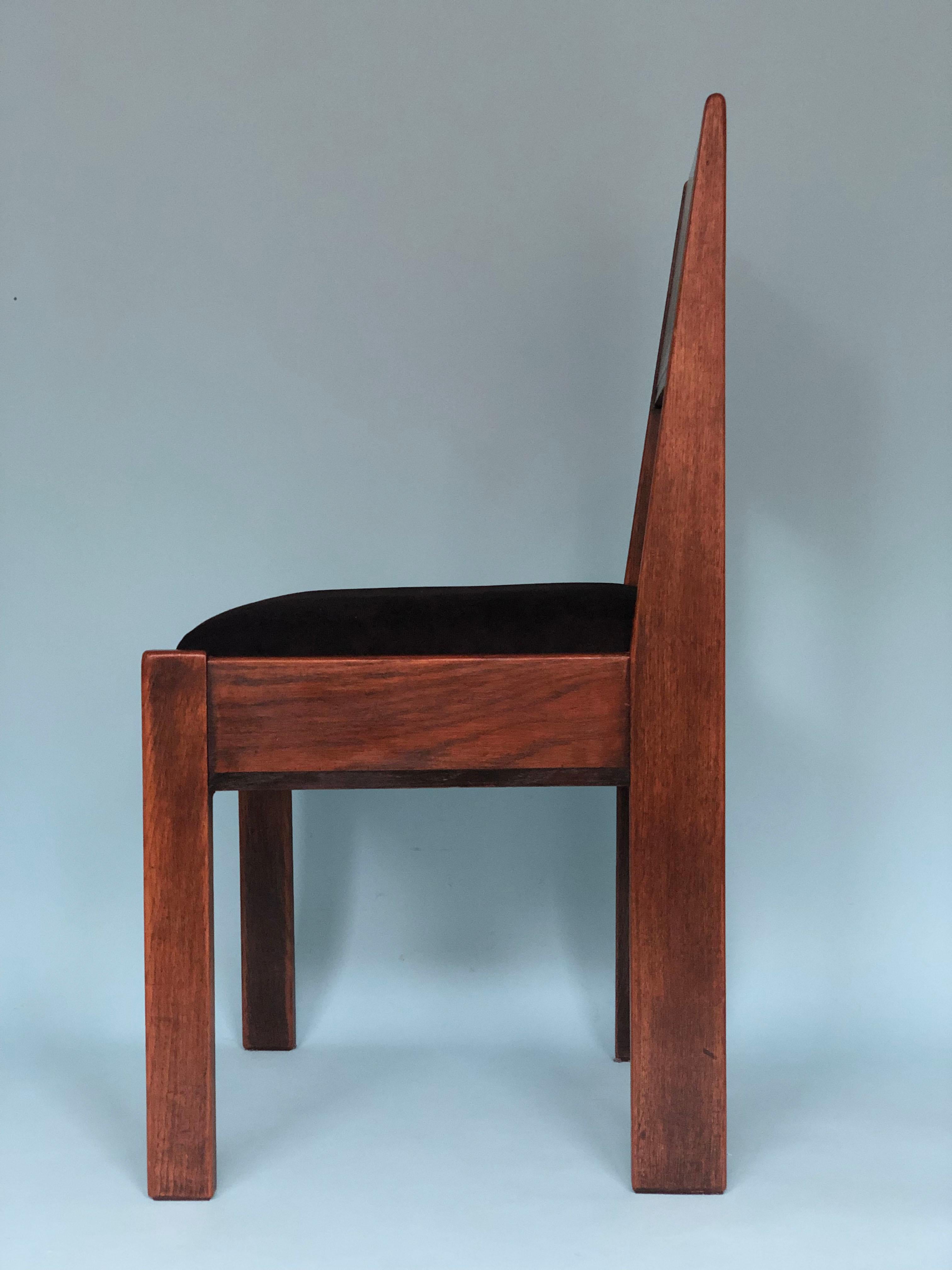 Dutch Oak Art Deco Design Chairs by J.A. Muntendam for L.O.V. Oosterbeek 1920s set of2