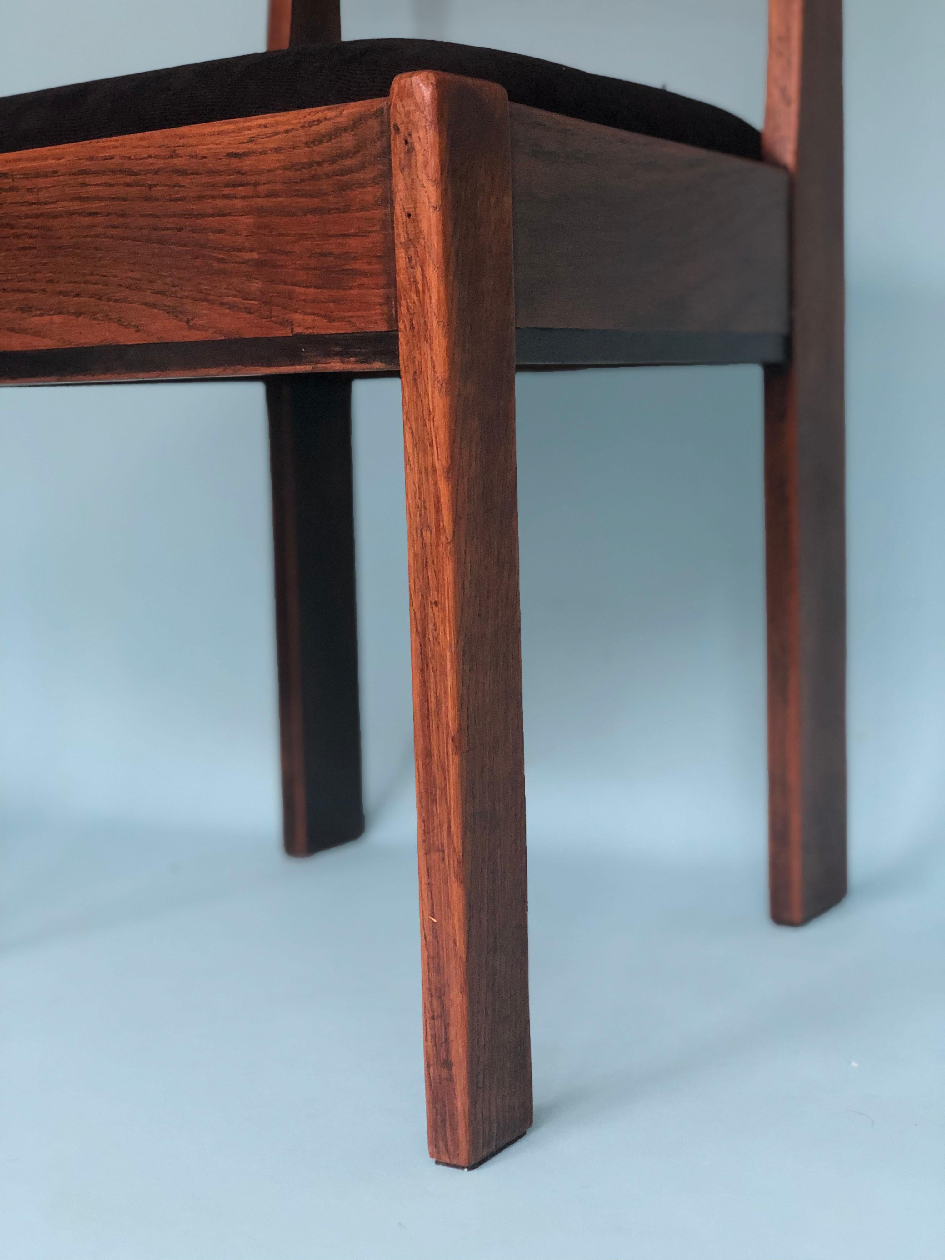 20th Century Oak Art Deco Design Chairs by J.A. Muntendam for L.O.V. Oosterbeek 1920s set of2