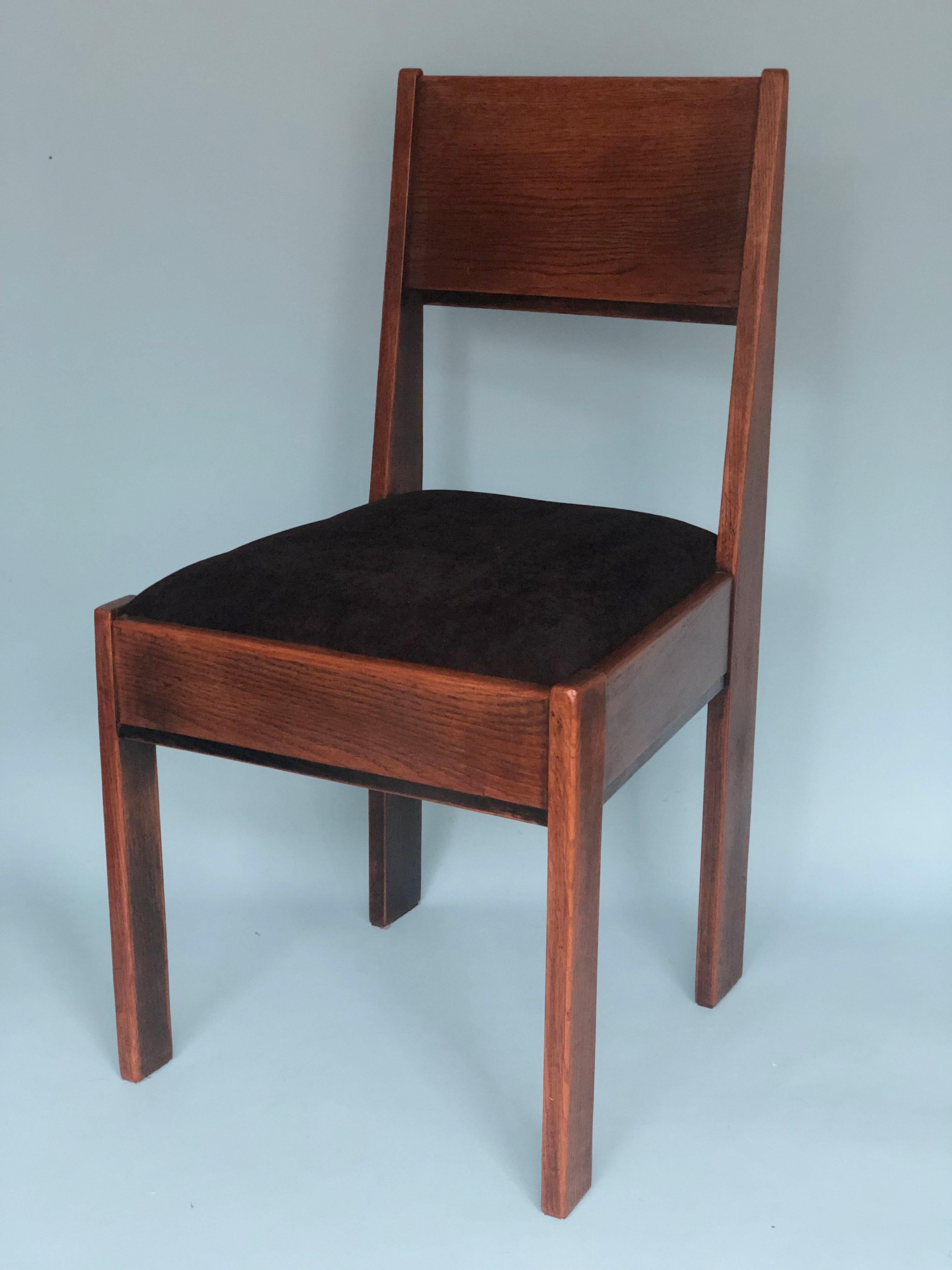 Oak Art Deco Design Chairs by J.A. Muntendam for L.O.V. Oosterbeek 1920s set of2 2