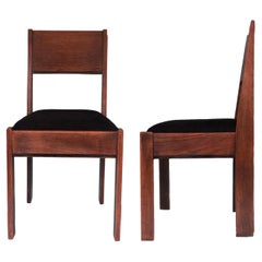 Antique Oak Art Deco Design Chairs by J.A. Muntendam for L.O.V. Oosterbeek 1920s set of2