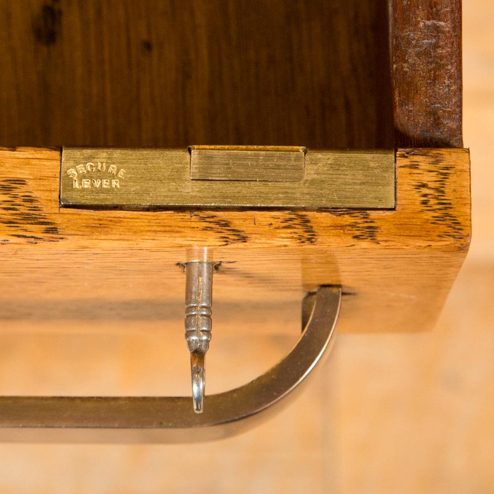 English Oak Art Deco Desk with Bronze Handles For Sale