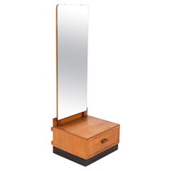 Oak Art Deco Full Length Standing Mirror by