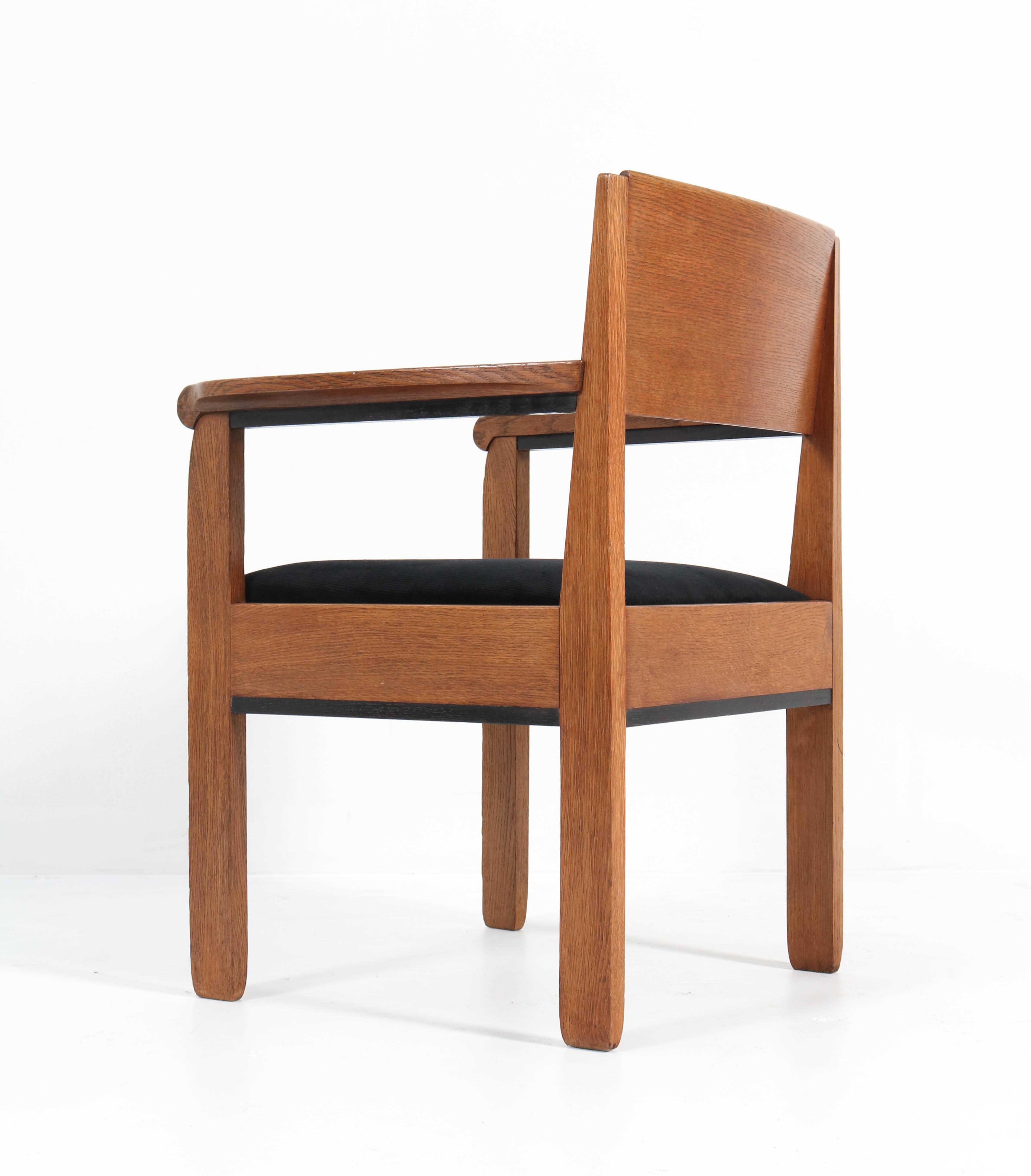 Oak Art Deco Haagse School Armchair by Frits Spanjaard for L.O.V. Oosterbeek In Good Condition In Amsterdam, NL
