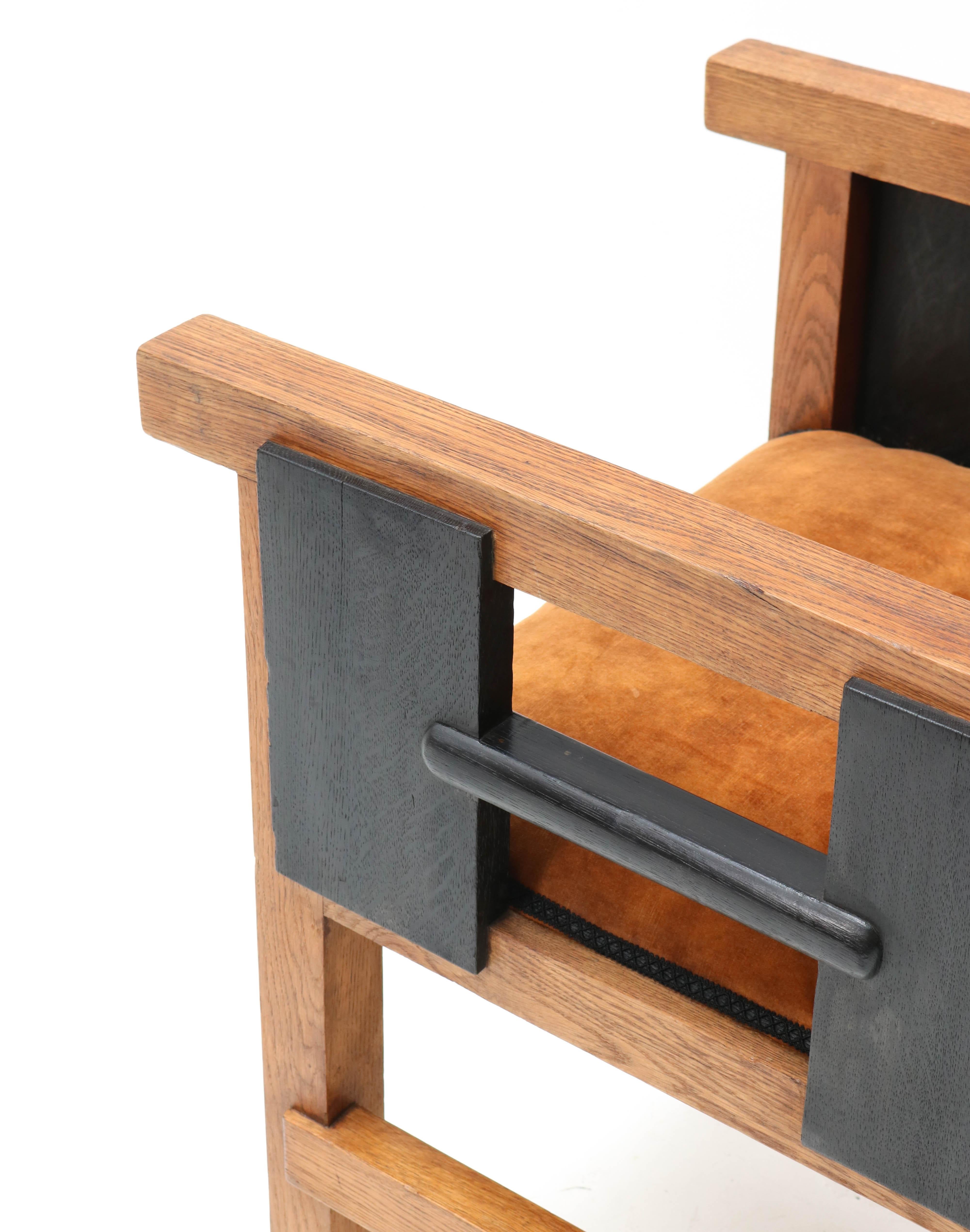 Mid-20th Century Oak Art Deco Haagse School Armchair by Jacques Grubben, 1930 For Sale