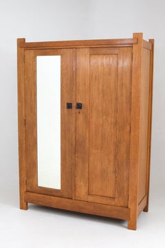 Oak Art Deco Haagse School Armoir or Wardrobe by Henk Wouda for Pander, 1924