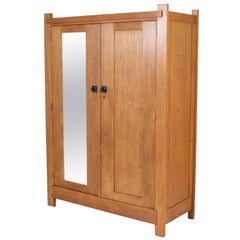 Antique Oak Art Deco Haagse School Armoir or Wardrobe by Henk Wouda for Pander, 1924