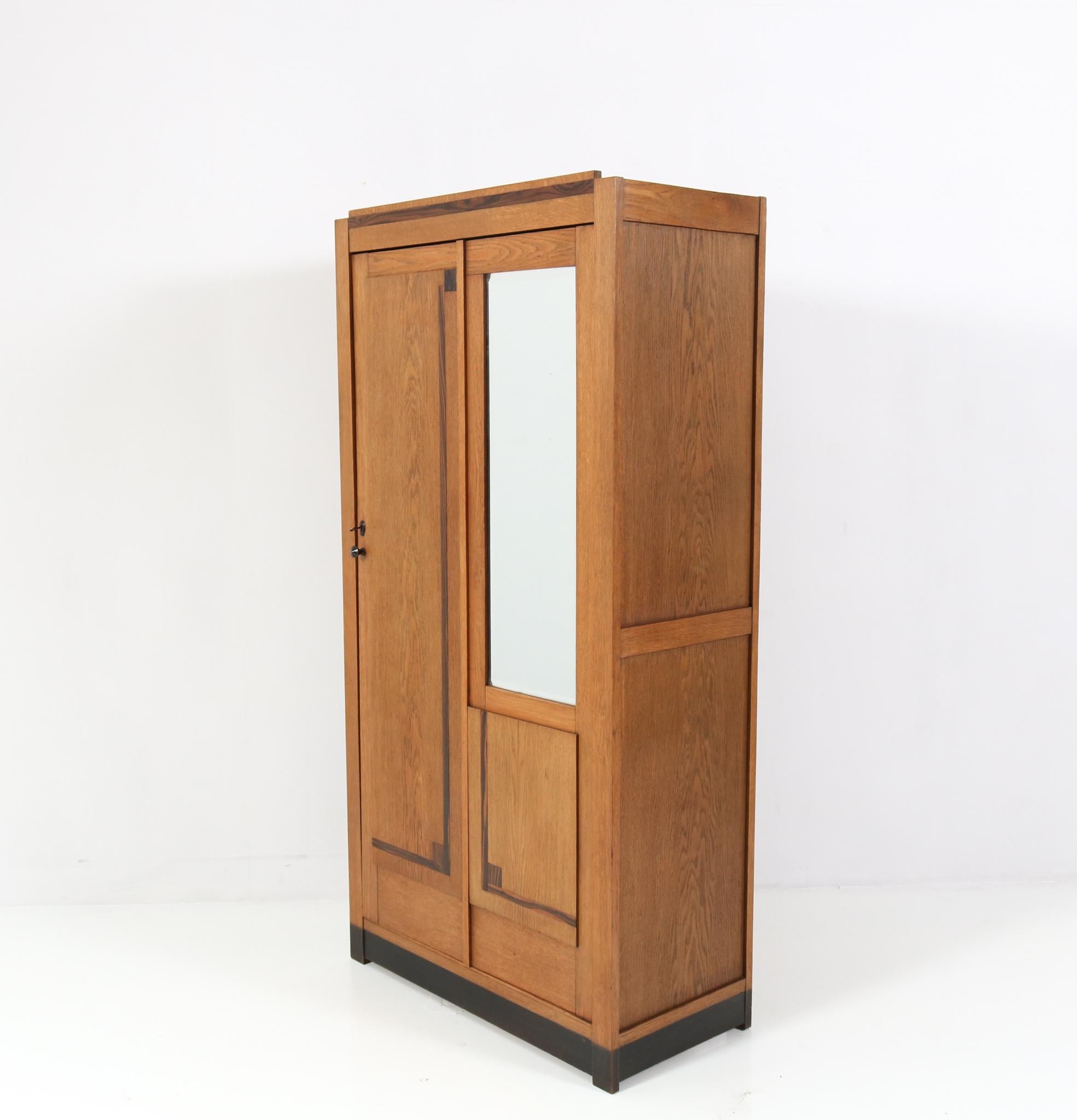 Dutch Oak Art Deco Haagse School Armoire or Wardrobe, 1930s