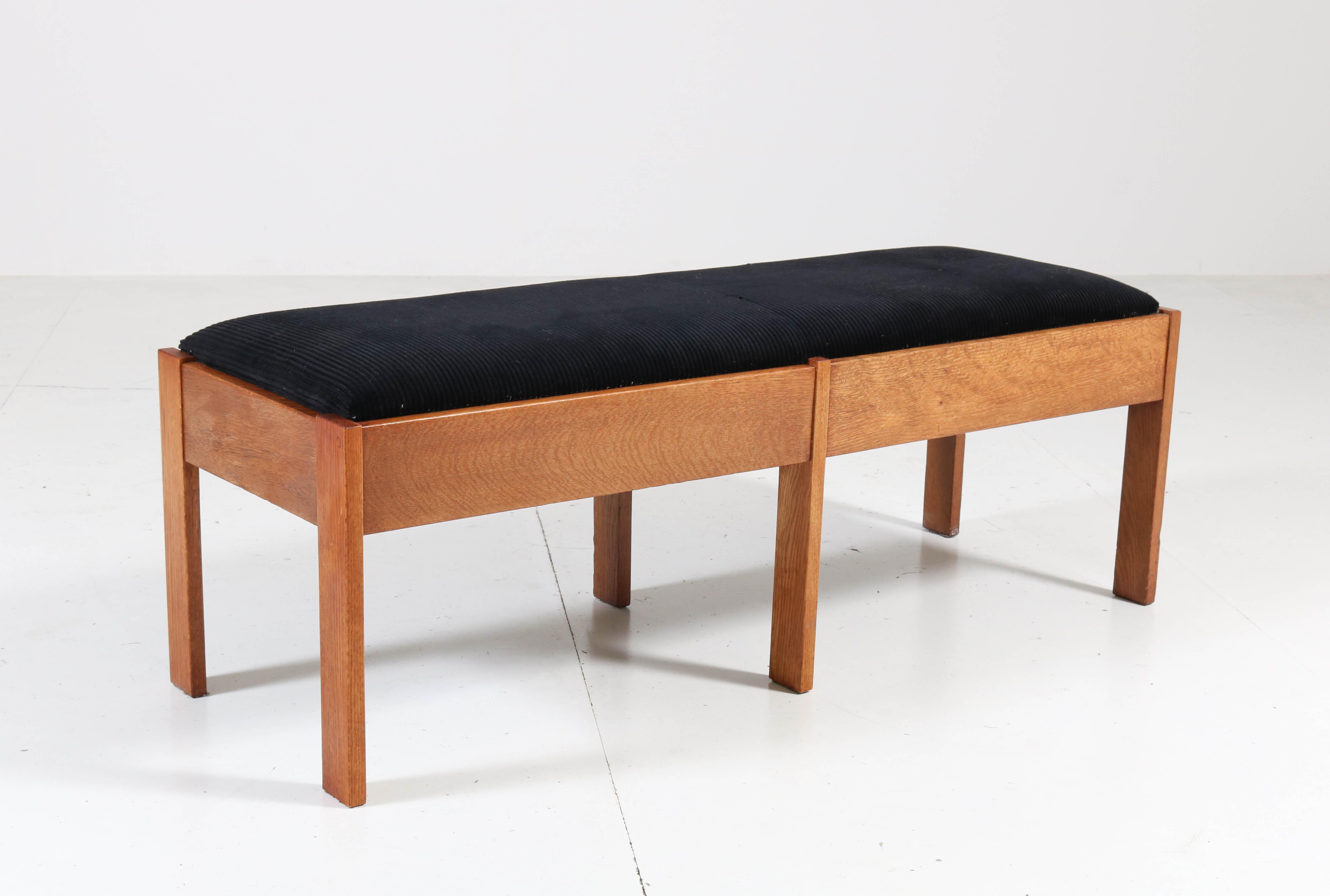 Early 20th Century Oak Art Deco Haagse School Bench or Sofa by J.C. Jansen for L.O.V. Oosterbeek