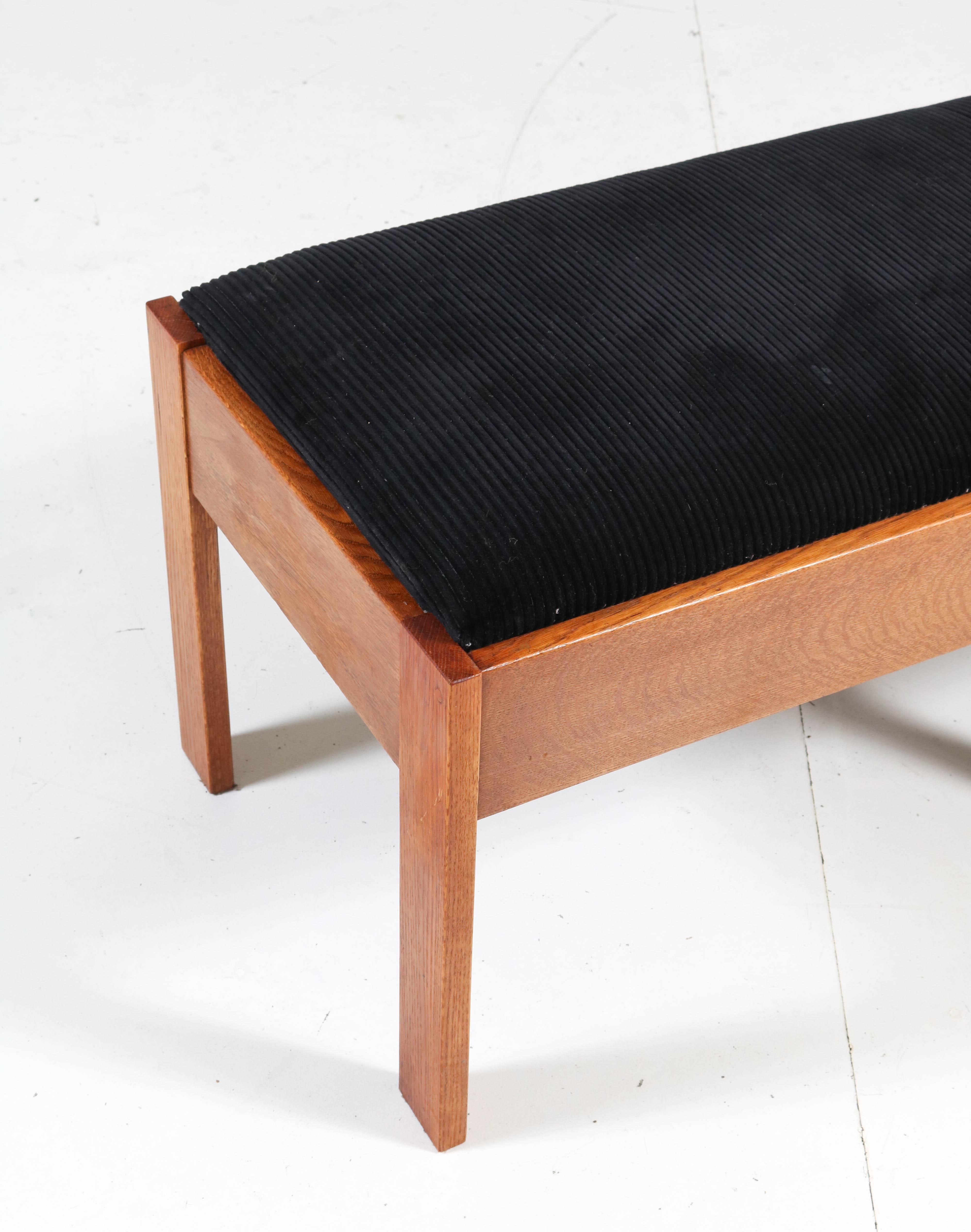 Fabric Oak Art Deco Haagse School Bench or Sofa by J.C. Jansen for L.O.V. Oosterbeek