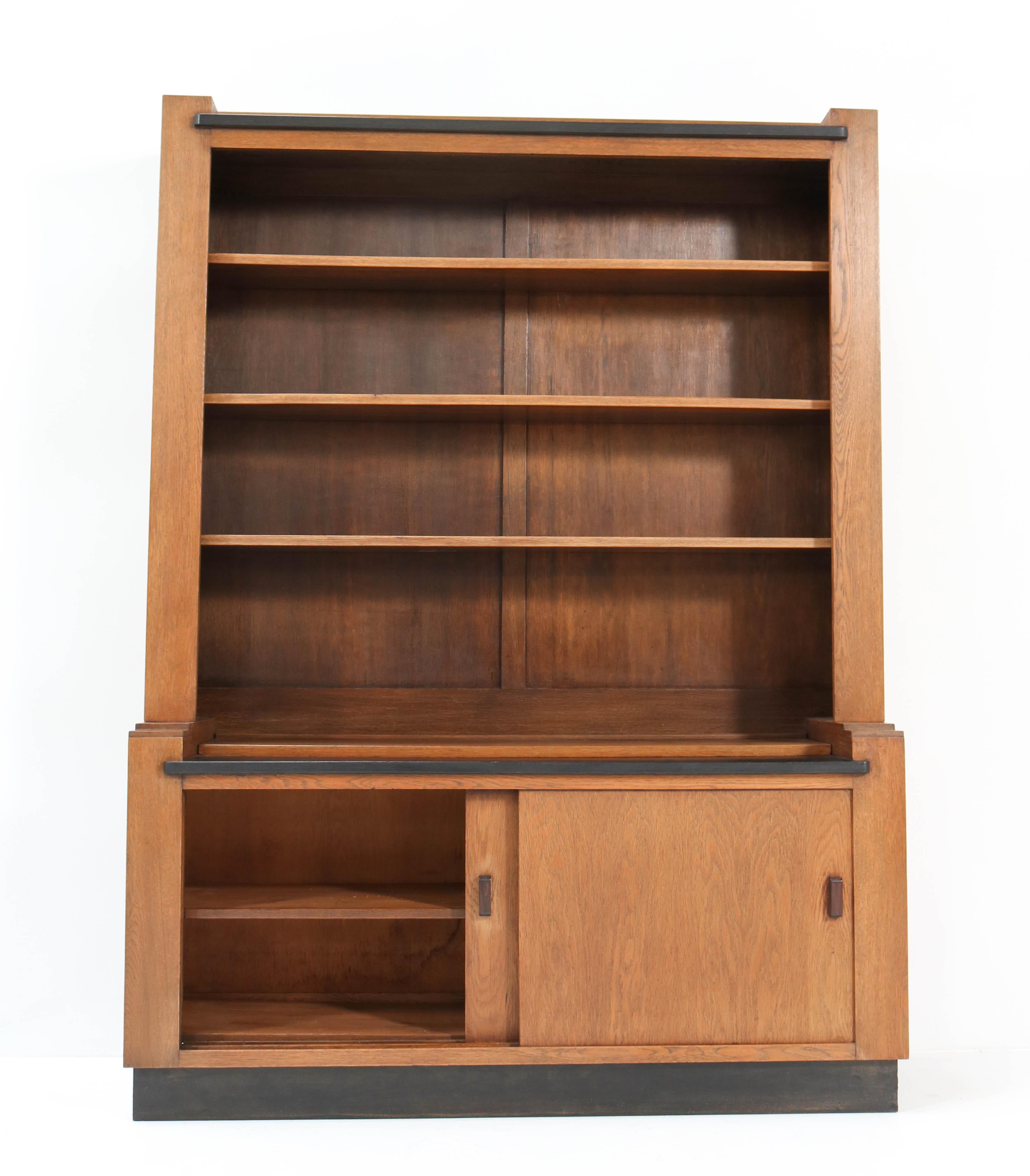 Lacquered Oak Art Deco Haagse School Bookcase by Cor Alons for L.O.V. Oosterbeek, 1920s