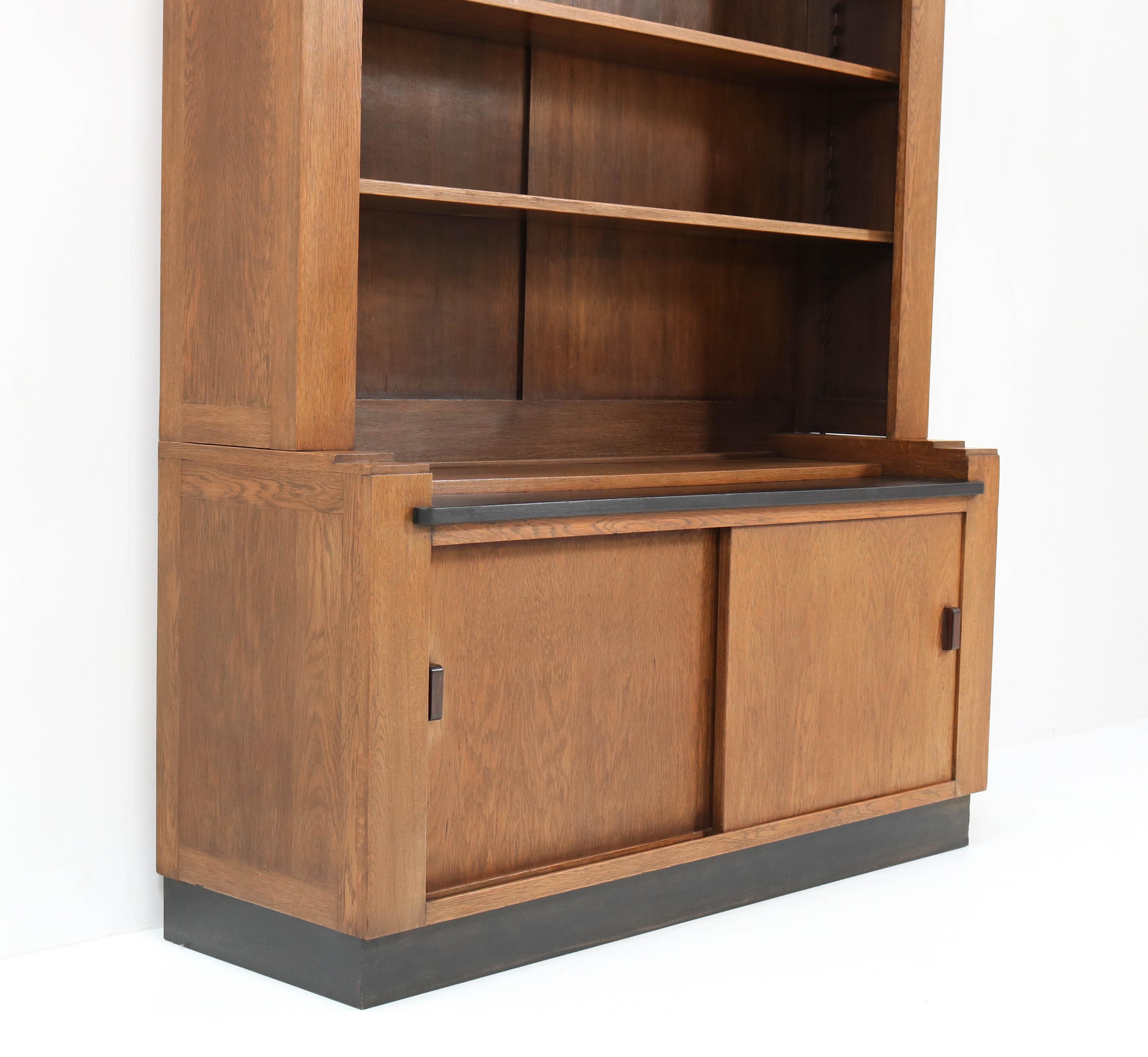 Macassar Oak Art Deco Haagse School Bookcase by Cor Alons for L.O.V. Oosterbeek, 1920s