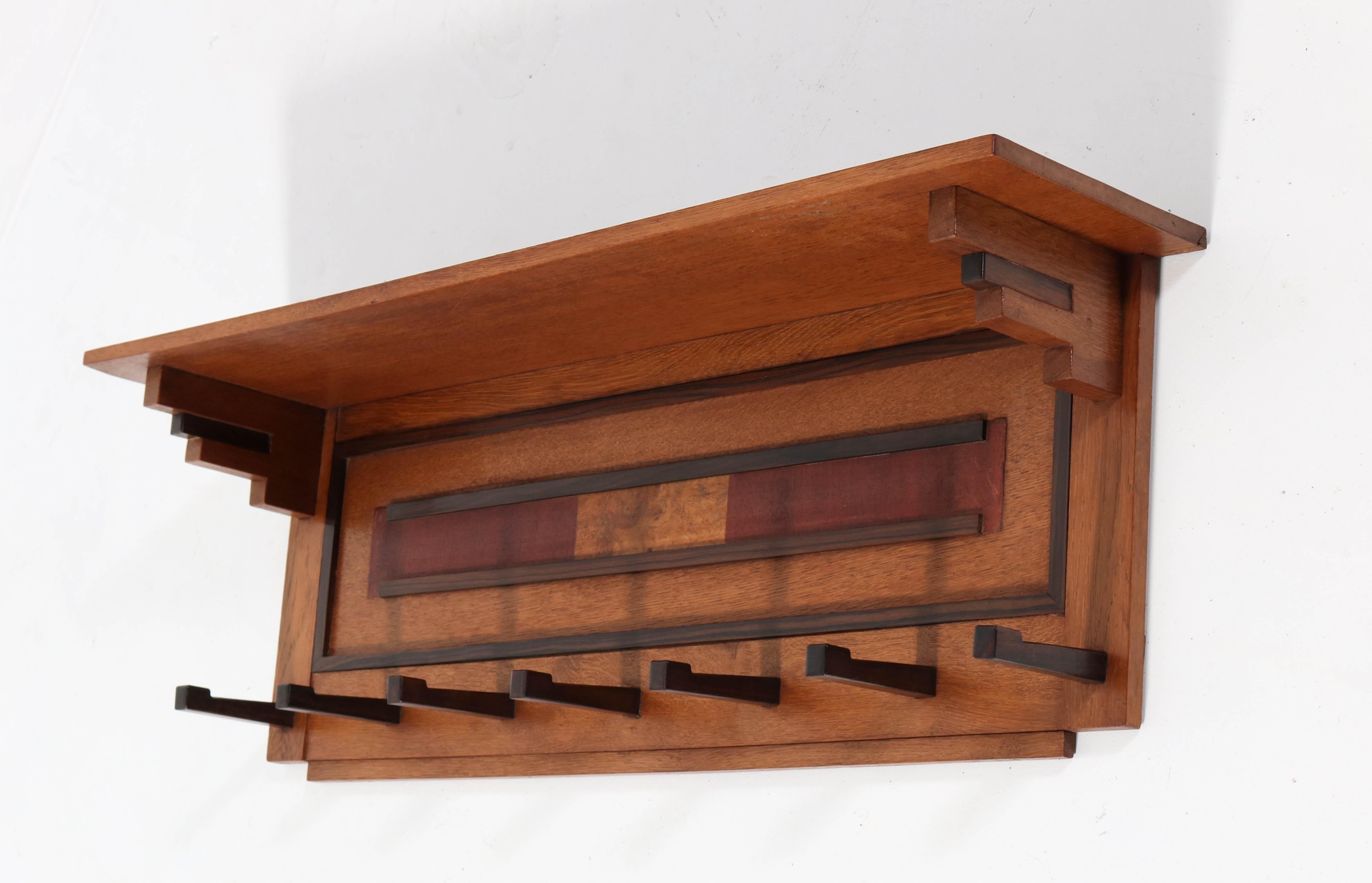 Early 20th Century Oak Art Deco Haagse School Coat Rack by P.E.L. Izeren for Genneper Molen, 1920s