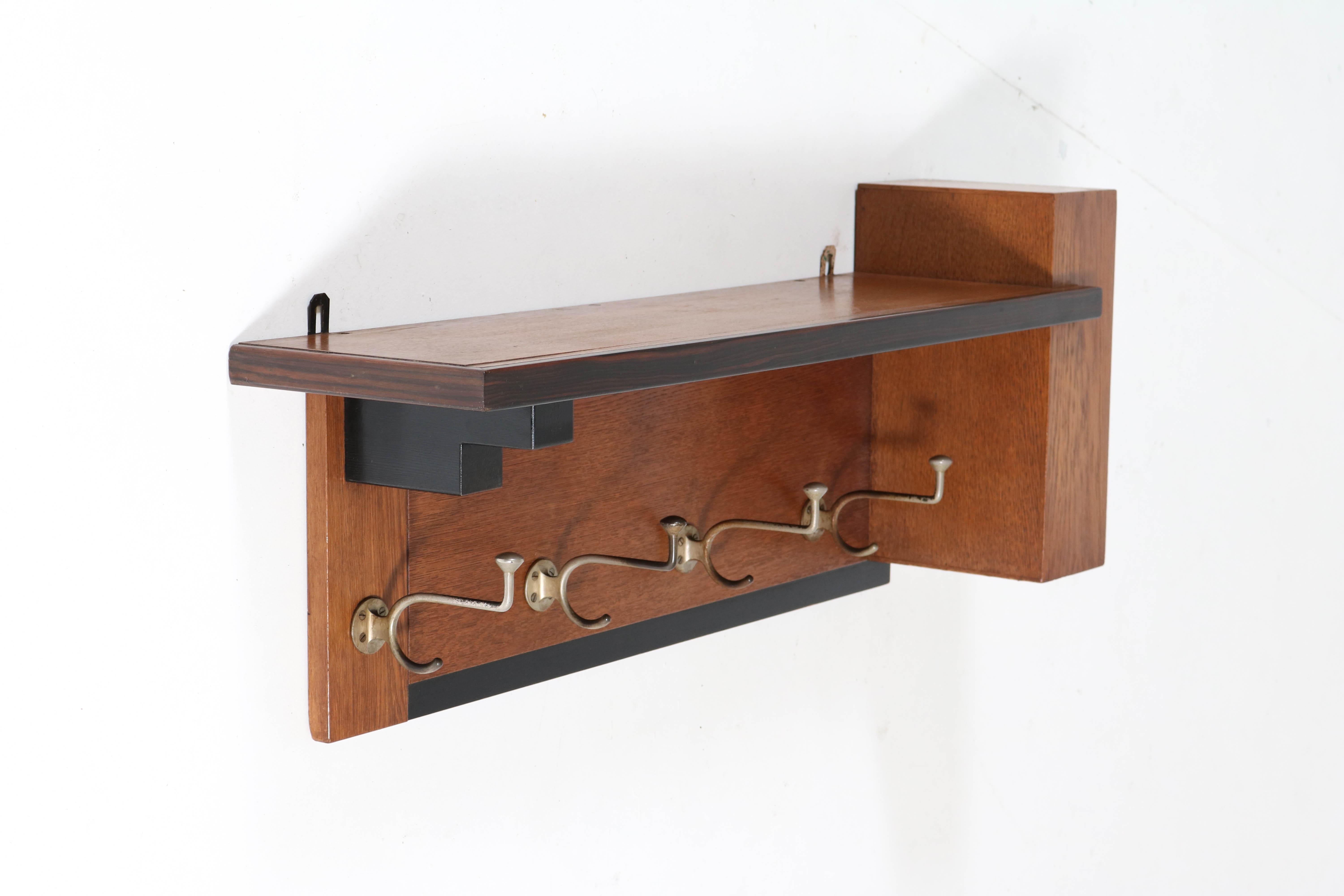 Oak Art Deco Haagse School Coat Rack by P.E.L. Izeren for Genneper Molen, 1920s 1