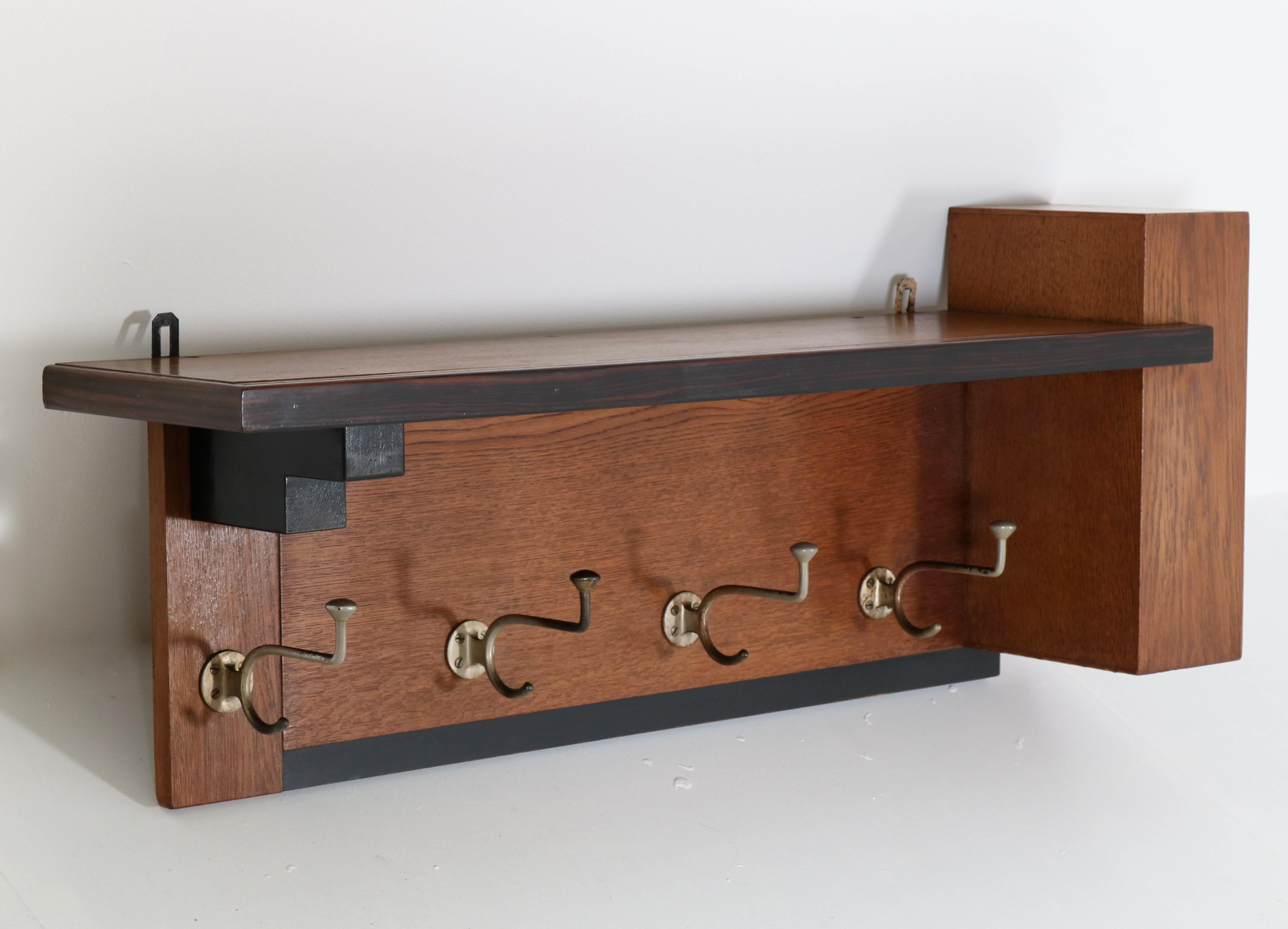 Oak Art Deco Haagse School Coat Rack by P.E.L. Izeren for Genneper Molen, 1920s 2