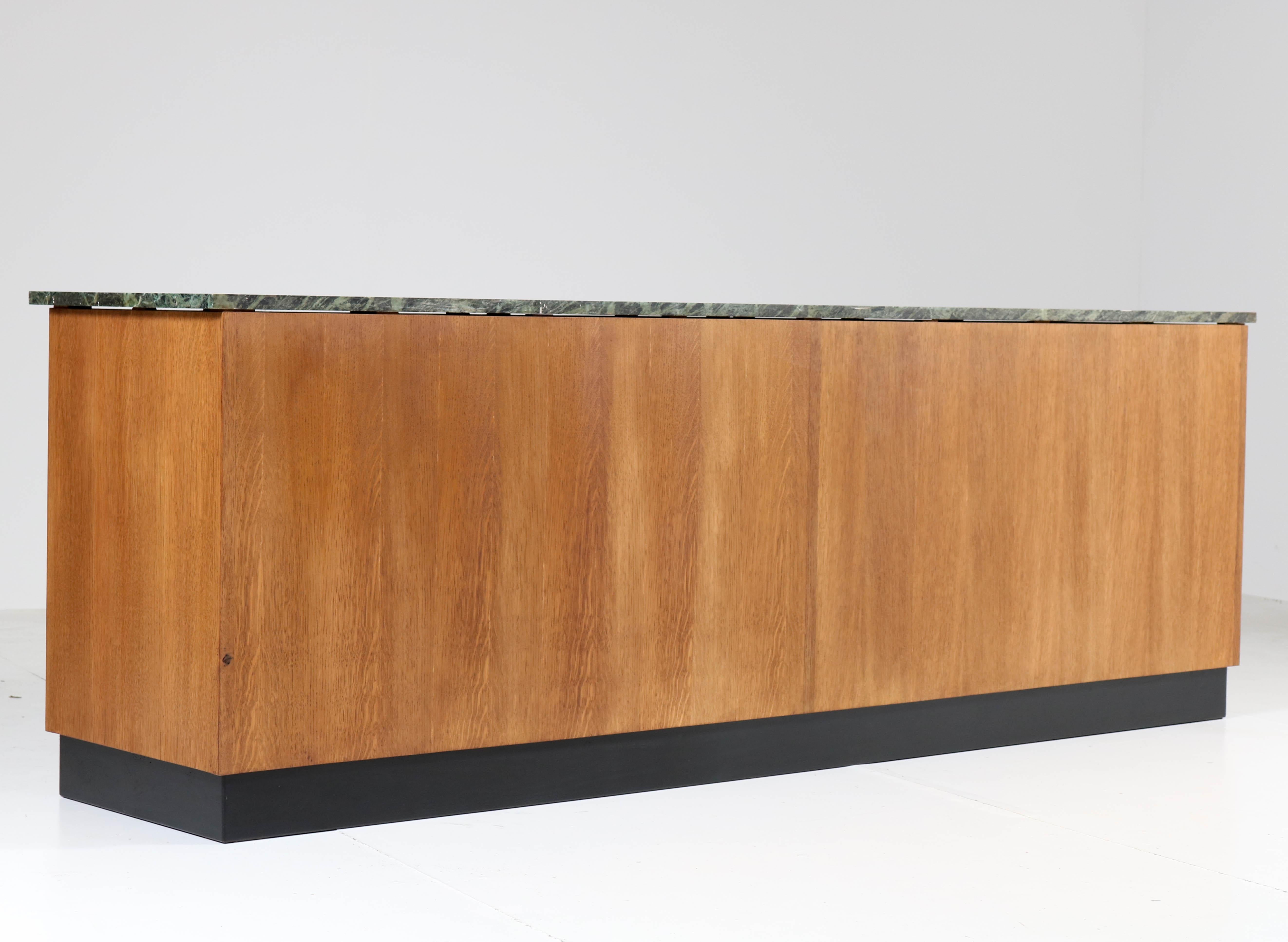 Oak Art Deco Haagse School Counter with Patricia Green Marble Top, 1920s 6