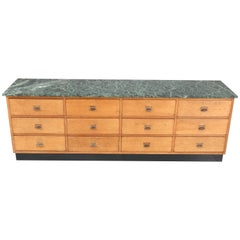 Used Oak Art Deco Haagse School Counter with Patricia Green Marble Top, 1920s