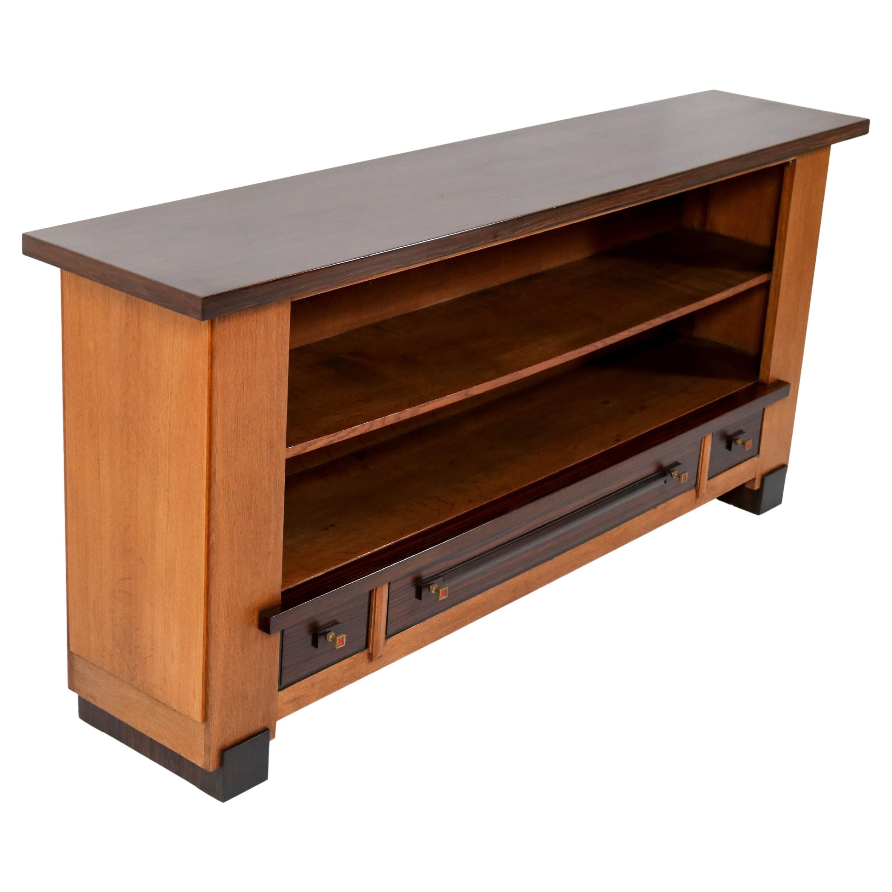 Oak Art Deco Haagse School Credenza or Bookcase by Hendrik Wouda for H. Pander
