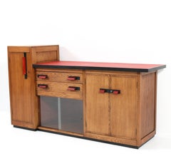 Oak Art Deco Haagse School Credenza or Sideboard by Jan Brunott, 1920s