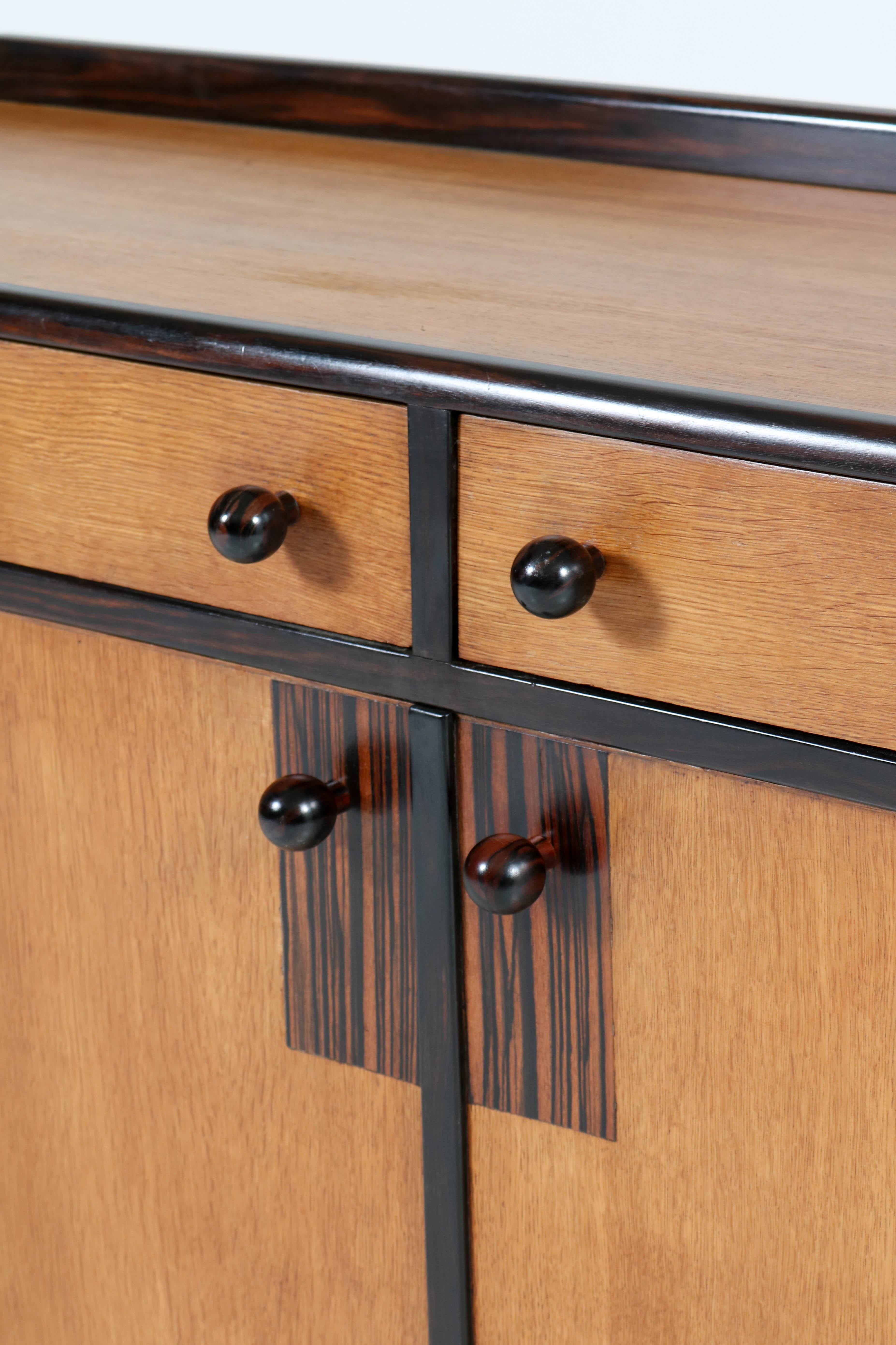 Dutch Oak Art Deco Haagse School Credenza or Sideboard by P.E.L. Izeren, 1920s