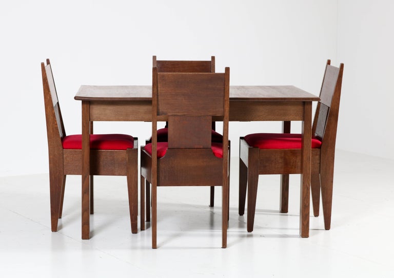 Oak Art Deco Haagse School Dining Room Set By H Fels For L O V 1920s Oak Art Deco Haagse School Dining Room Set By H Fels For L O V 1920s