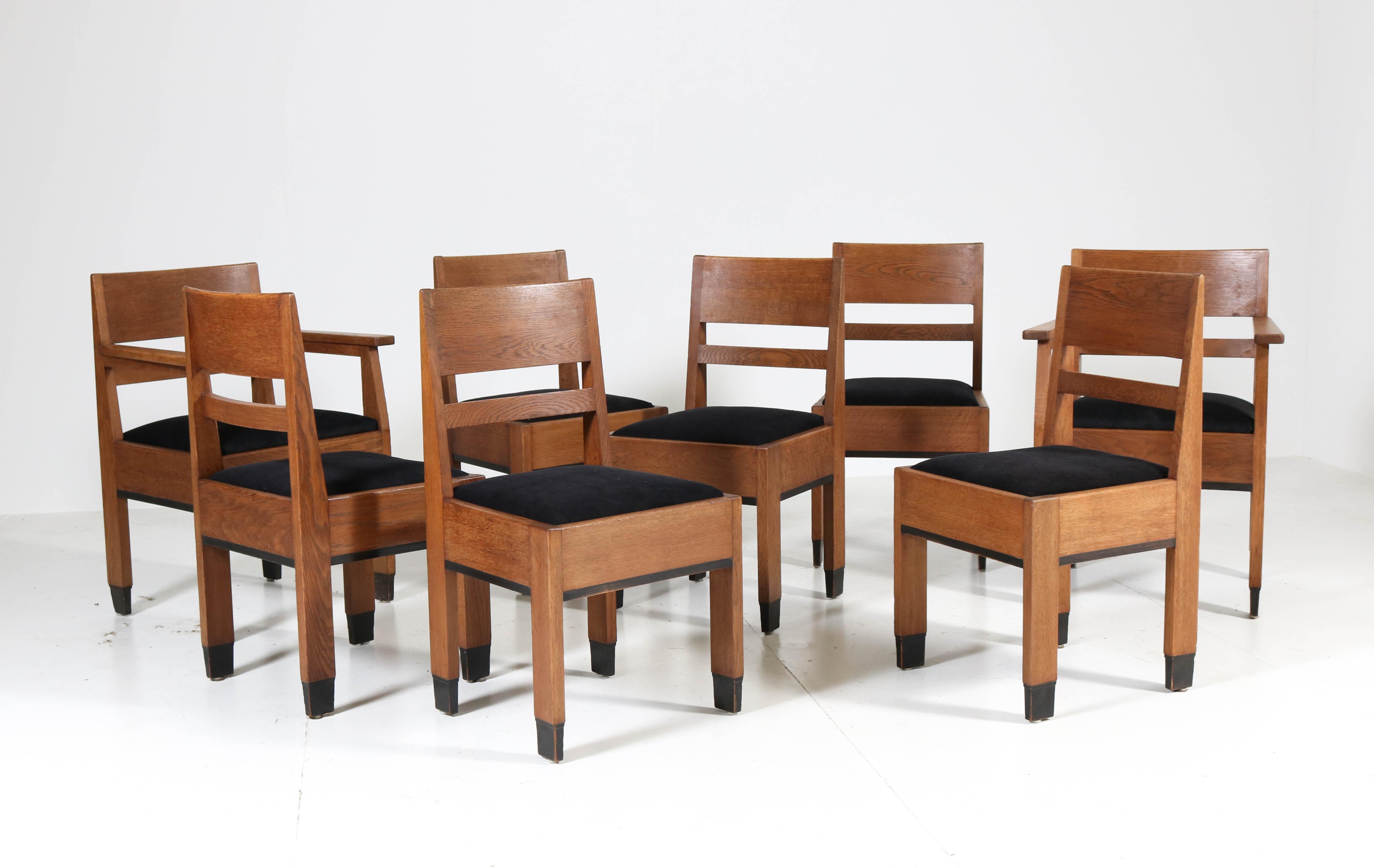 Early 20th Century Oak Art Deco Haagse School Dining Room Set by H. Fels for L.O.V. Oosterbeek