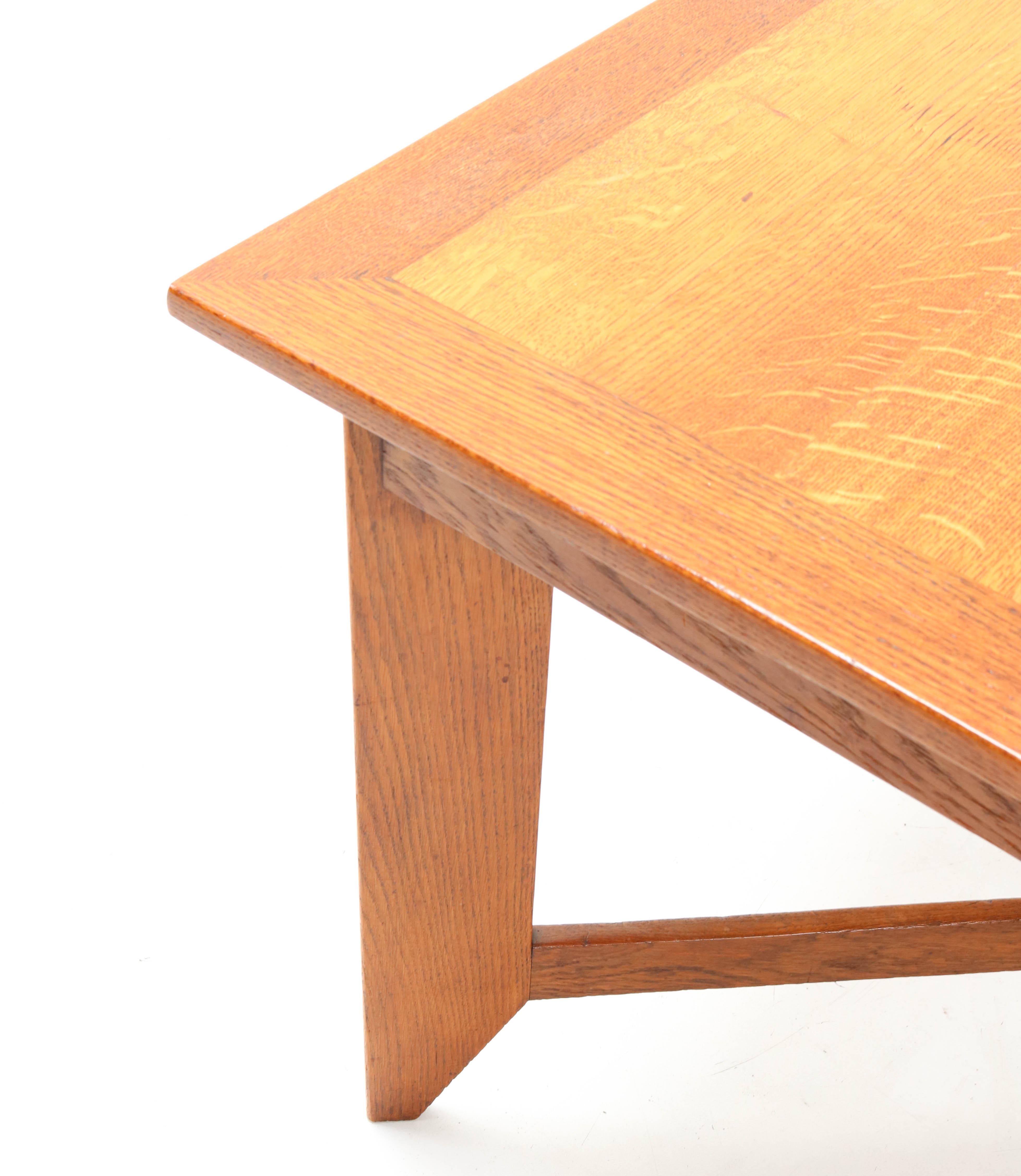 Oak Art Deco Haagse School Dining Table by Hendrik Wouda for H. Pander & Zonen In Good Condition In Amsterdam, NL