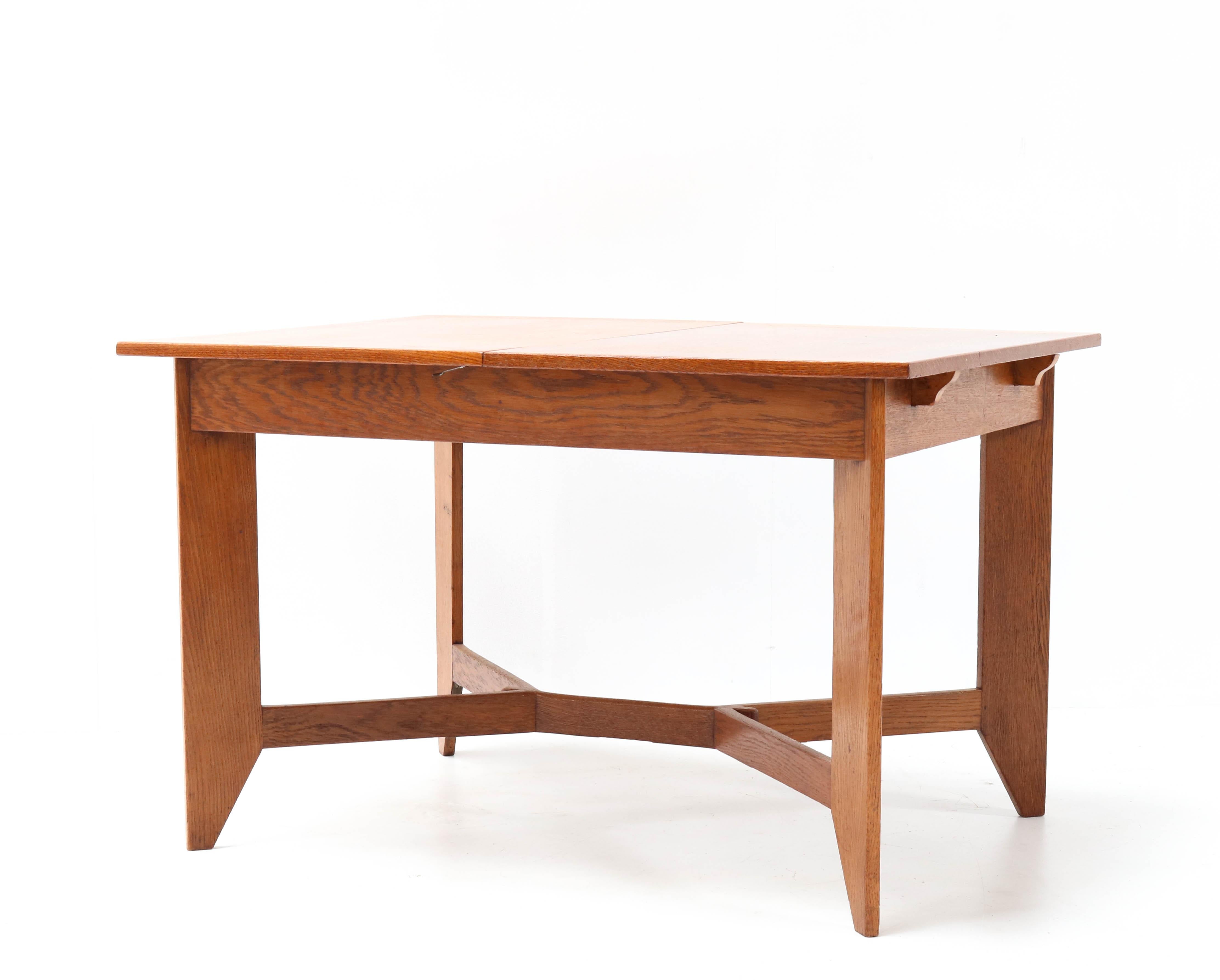 Oak Art Deco Haagse School Dining Table by Hendrik Wouda for H. Pander & Zonen 2