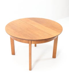 Oak Art Deco Haagse School Extensible Dining Room Table by Henk Wouda for Pander