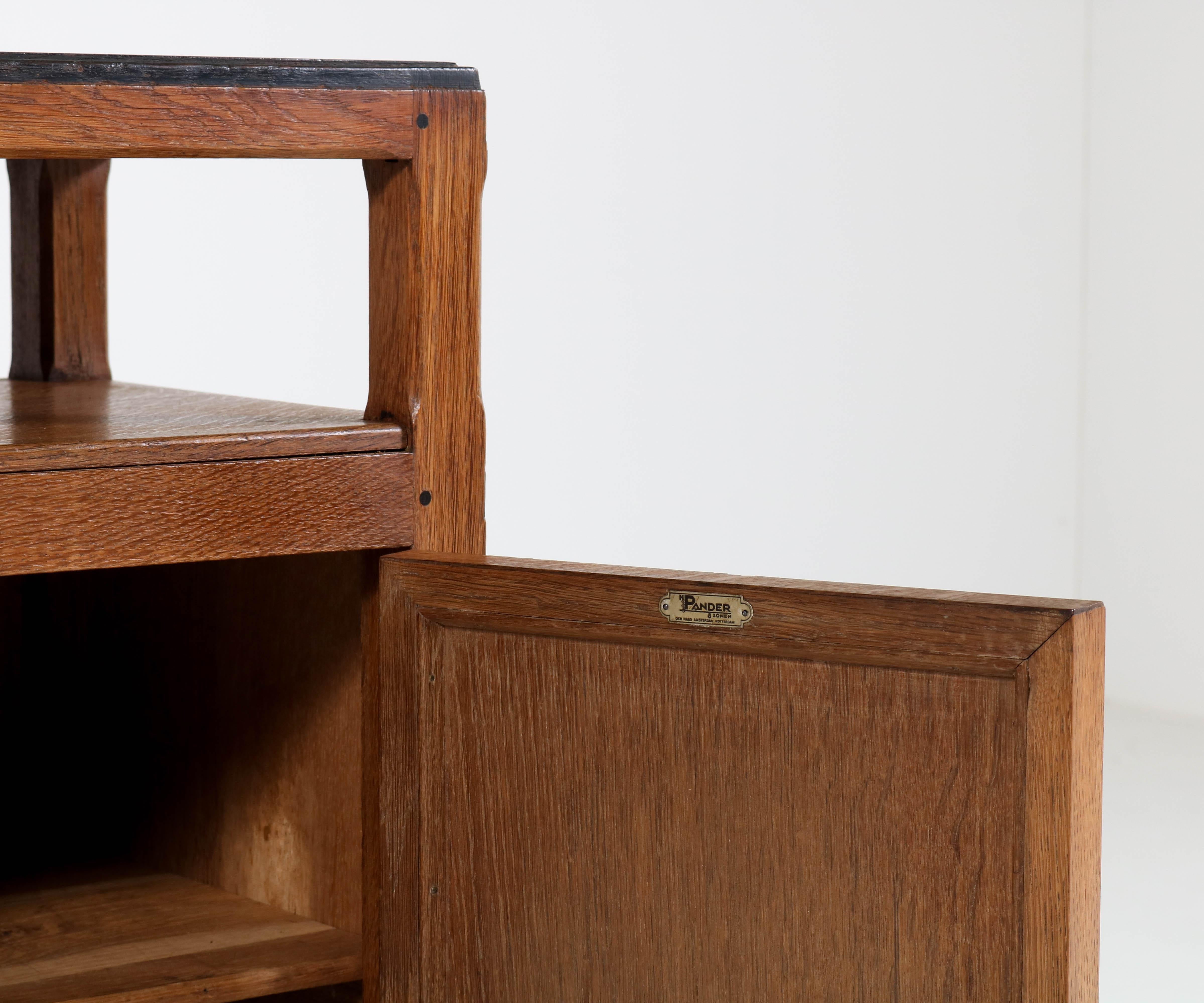 Oak Art Deco Haagse School Nightstand by Paul Bromberg for H. Pander & Zonen 1