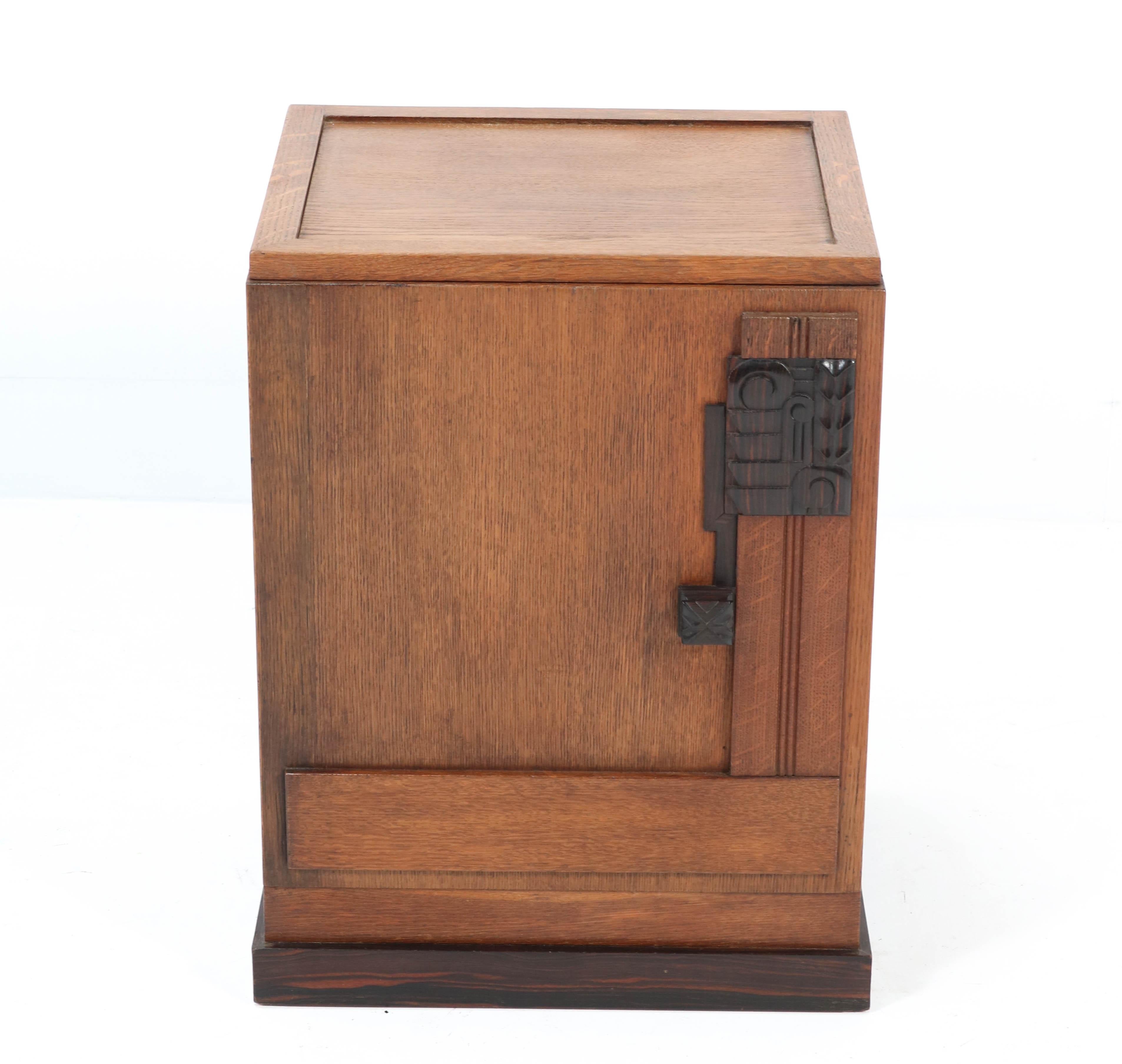 Oak Art Deco Haagse School Nightstand or Bedside Table, 1920s 1