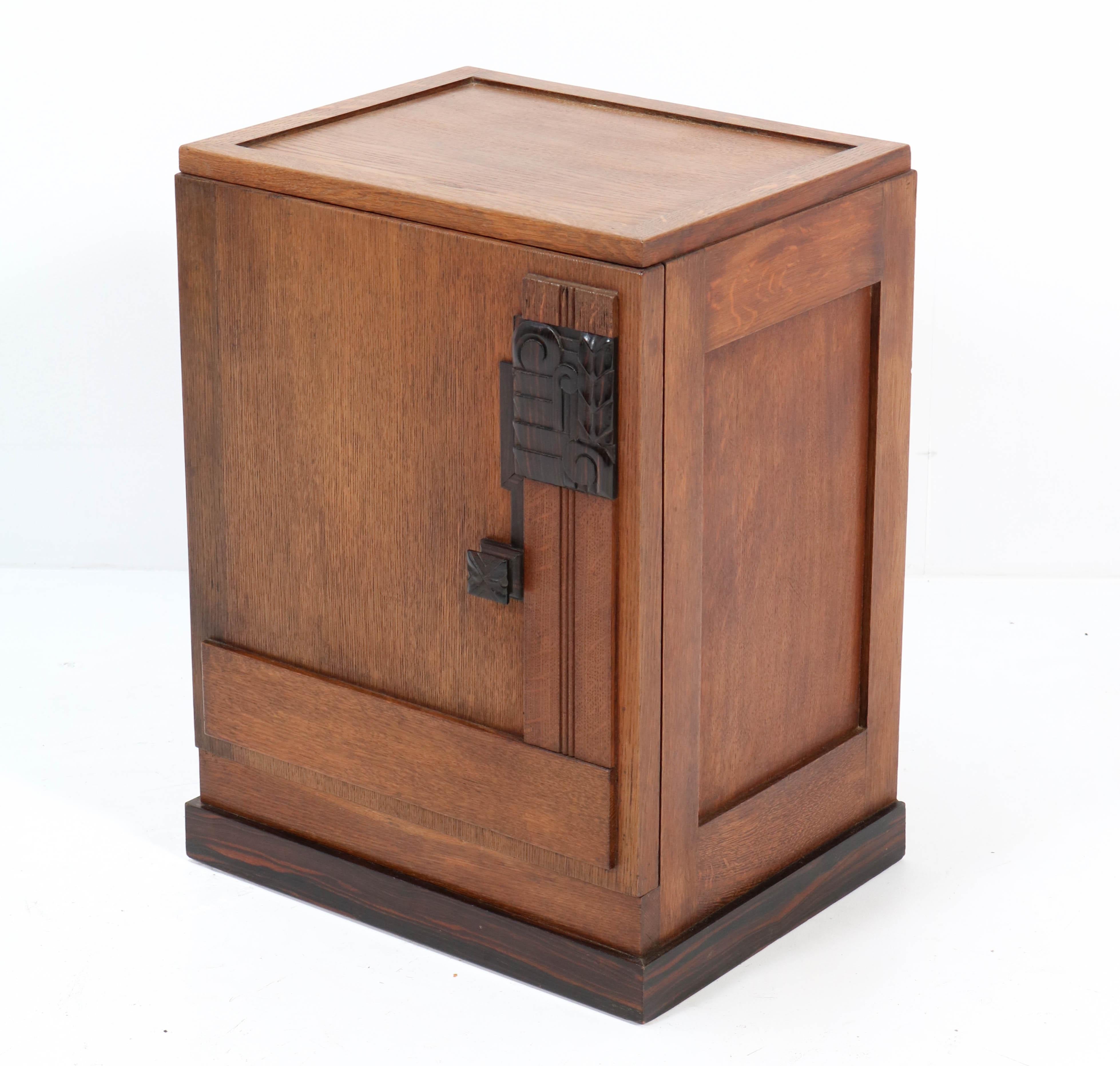 Oak Art Deco Haagse School Nightstand or Bedside Table, 1920s 3