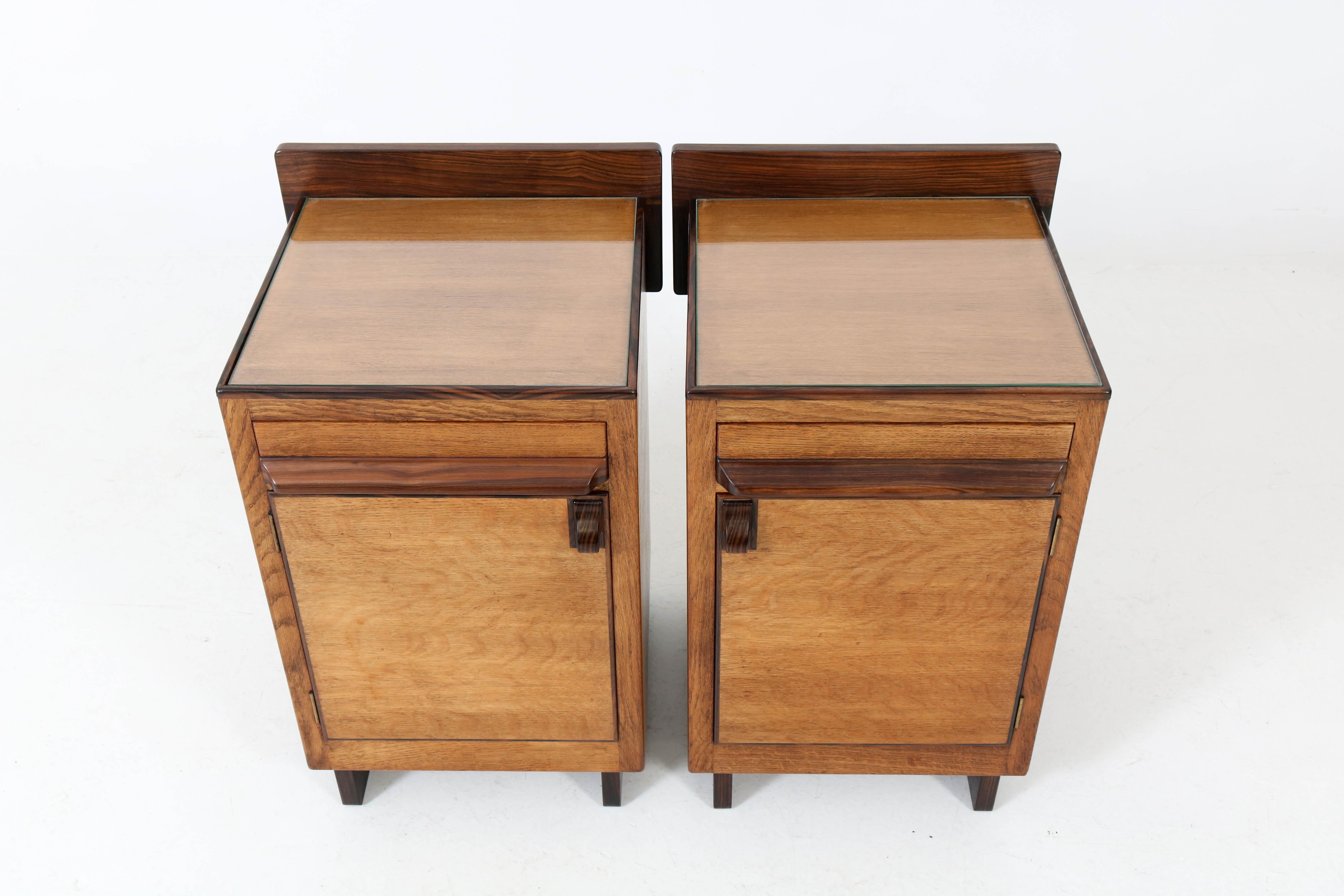 Oak Art Deco Haagse School Nightstands or Bedside Tables by Anton Lucas, 1920s 2