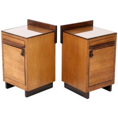 Oak Art Deco Haagse School Nightstands or Bedside Tables by Anton Lucas, 1920s