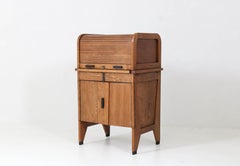 Oak Art Deco Haagse School Roll Top Desk by Allan & Co. Rotterdam, 1920s