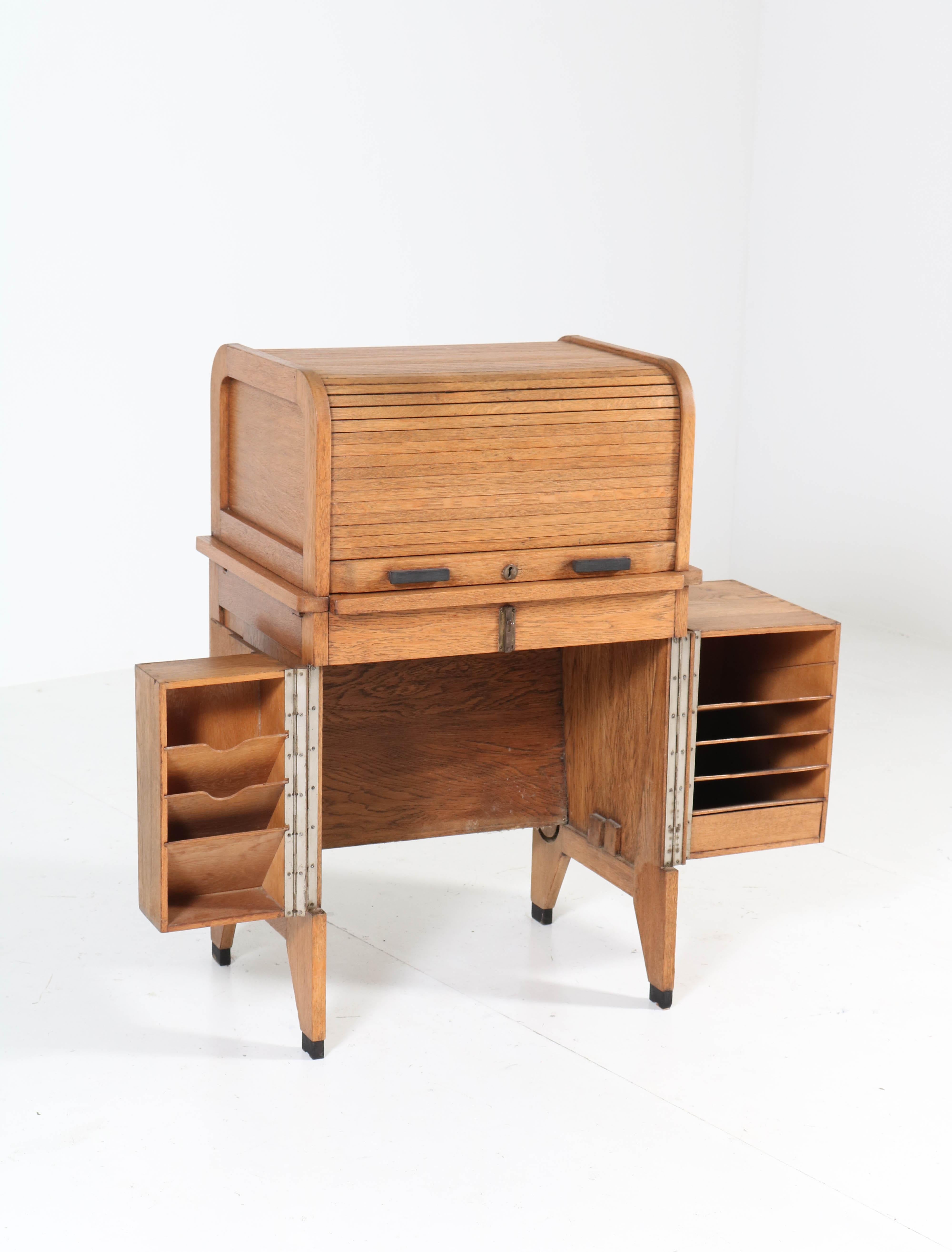 Early 20th Century Oak Art Deco Haagse School Roll Top Desk by Allan & Co. Rotterdam, 1920s