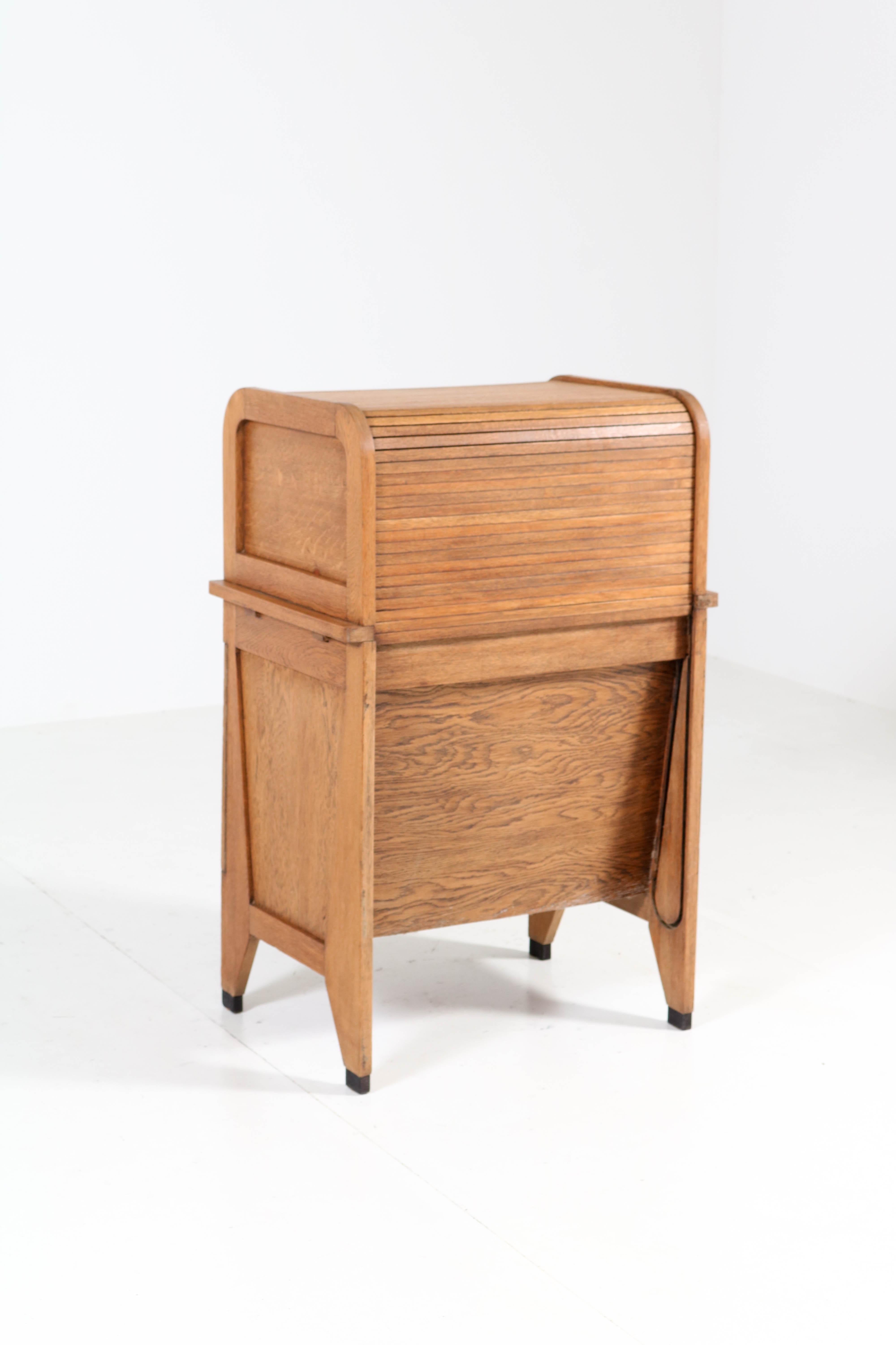 Oak Art Deco Haagse School Roll Top Desk by Allan & Co. Rotterdam, 1920s 2