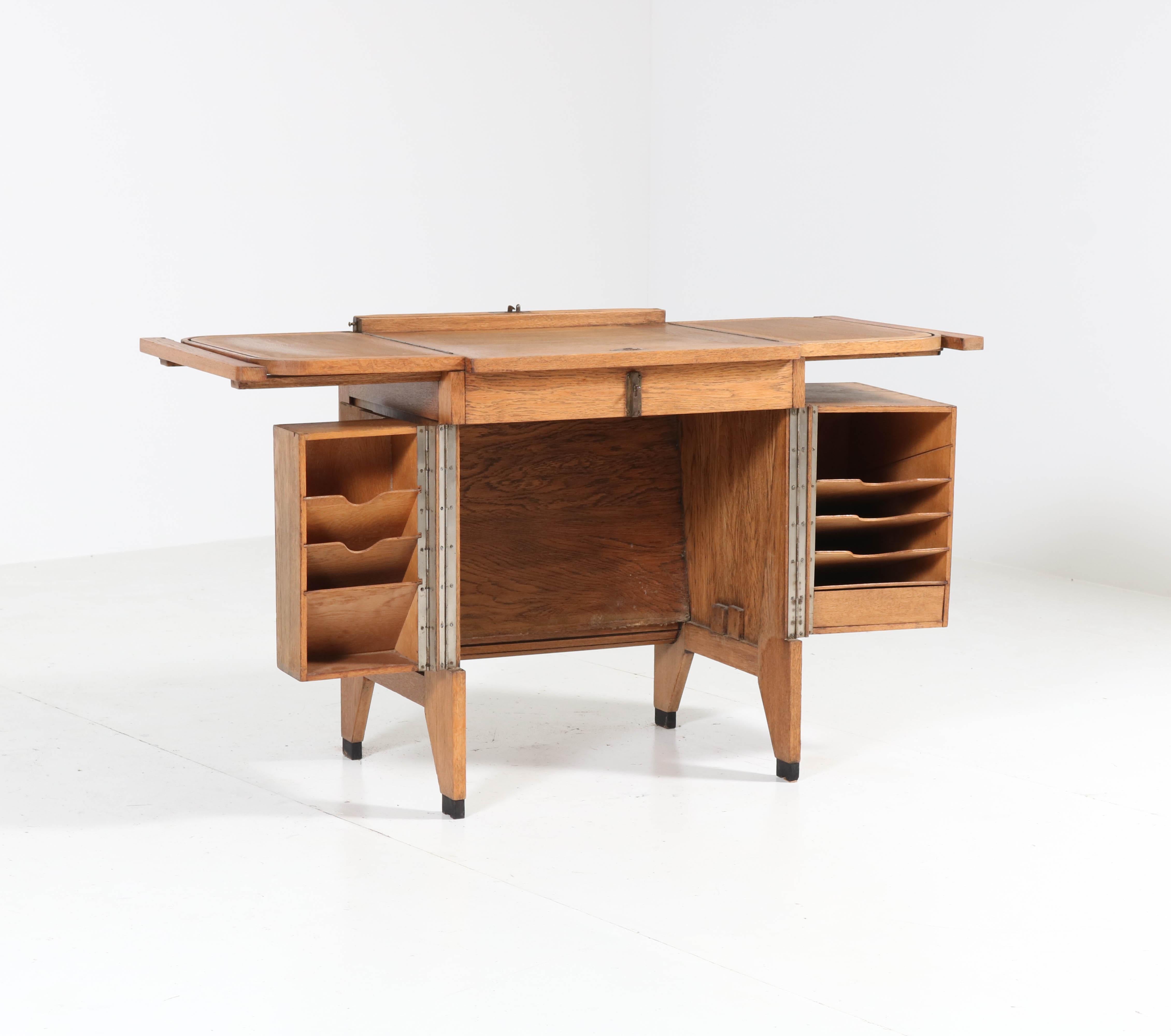 Oak Art Deco Haagse School Roll Top Desk by Allan & Co. Rotterdam, 1920s 3