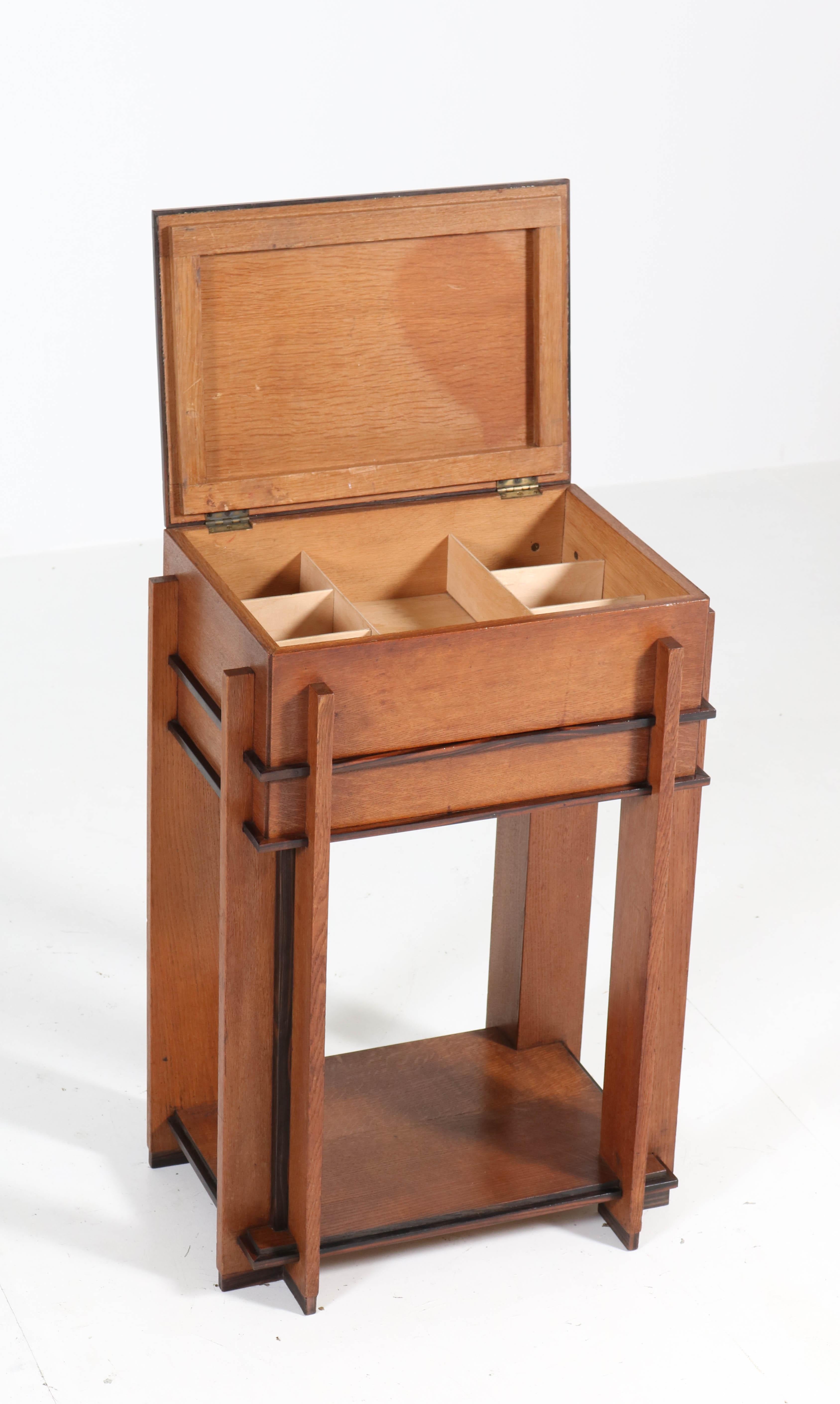 Oak Art Deco Haagse School Sewing Table by J. Roodenburgh, 1920s 4