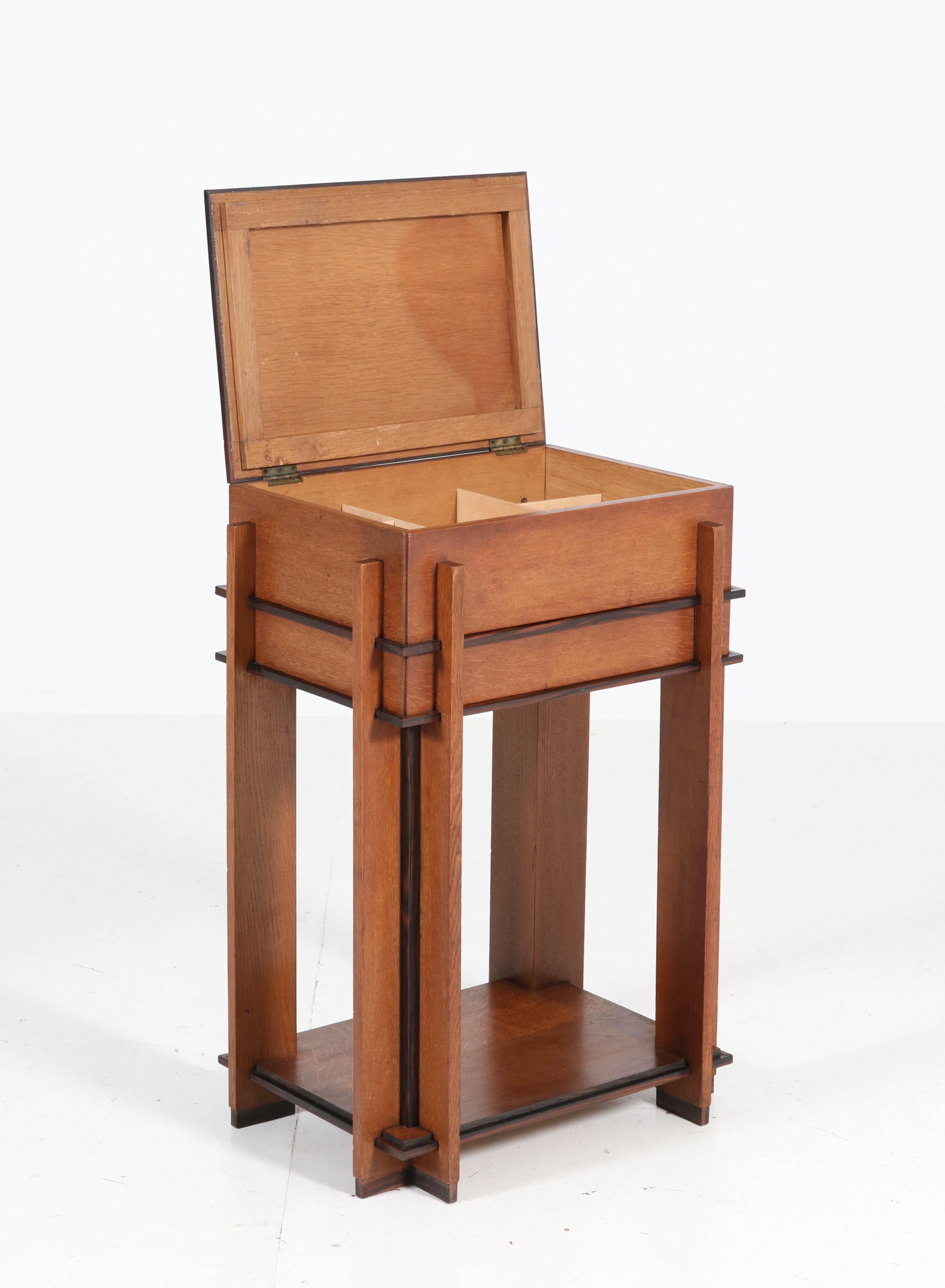 Oak Art Deco Haagse School Sewing Table by J. Roodenburgh, 1920s 6